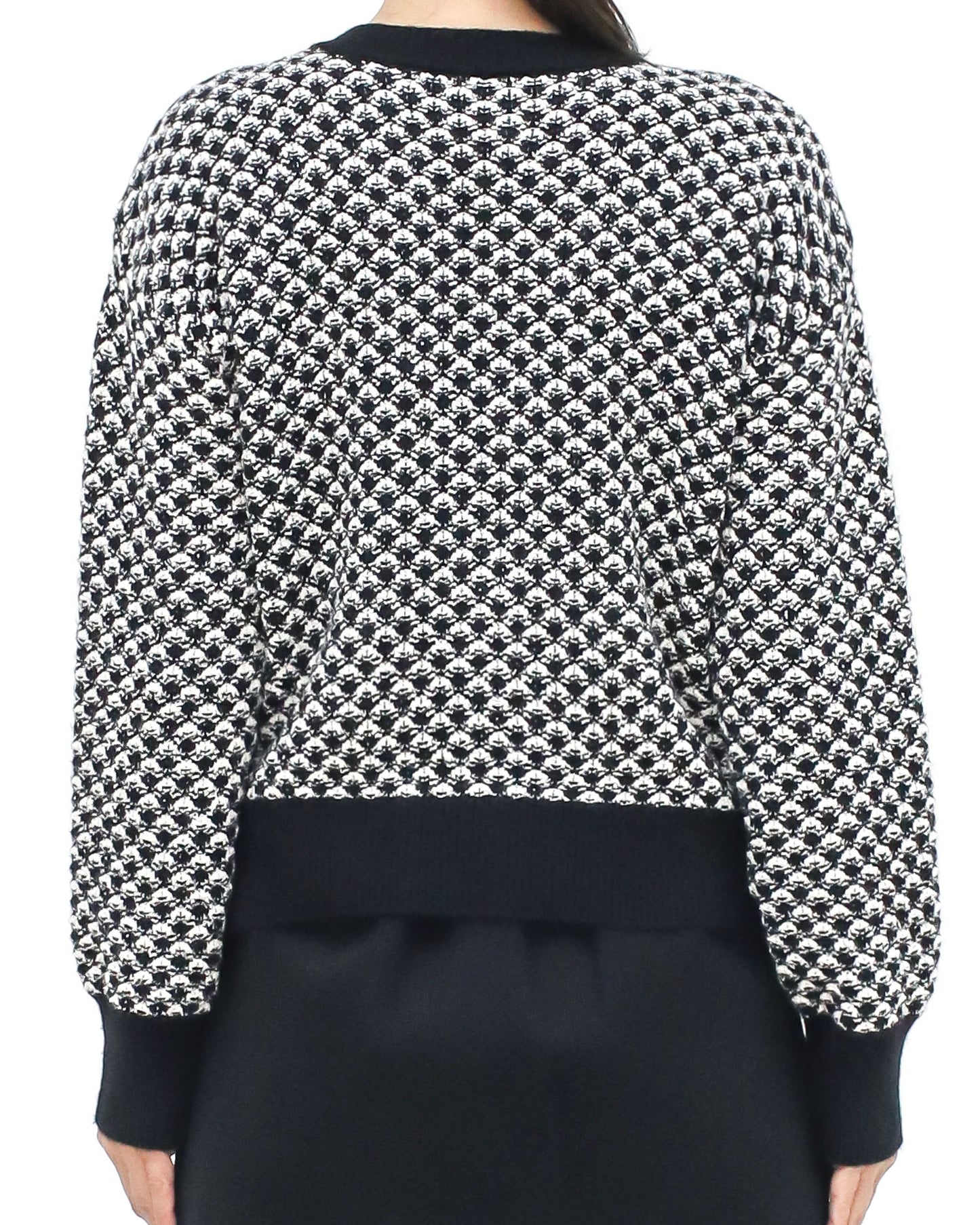 black & ivory patterned knitted cardigan
