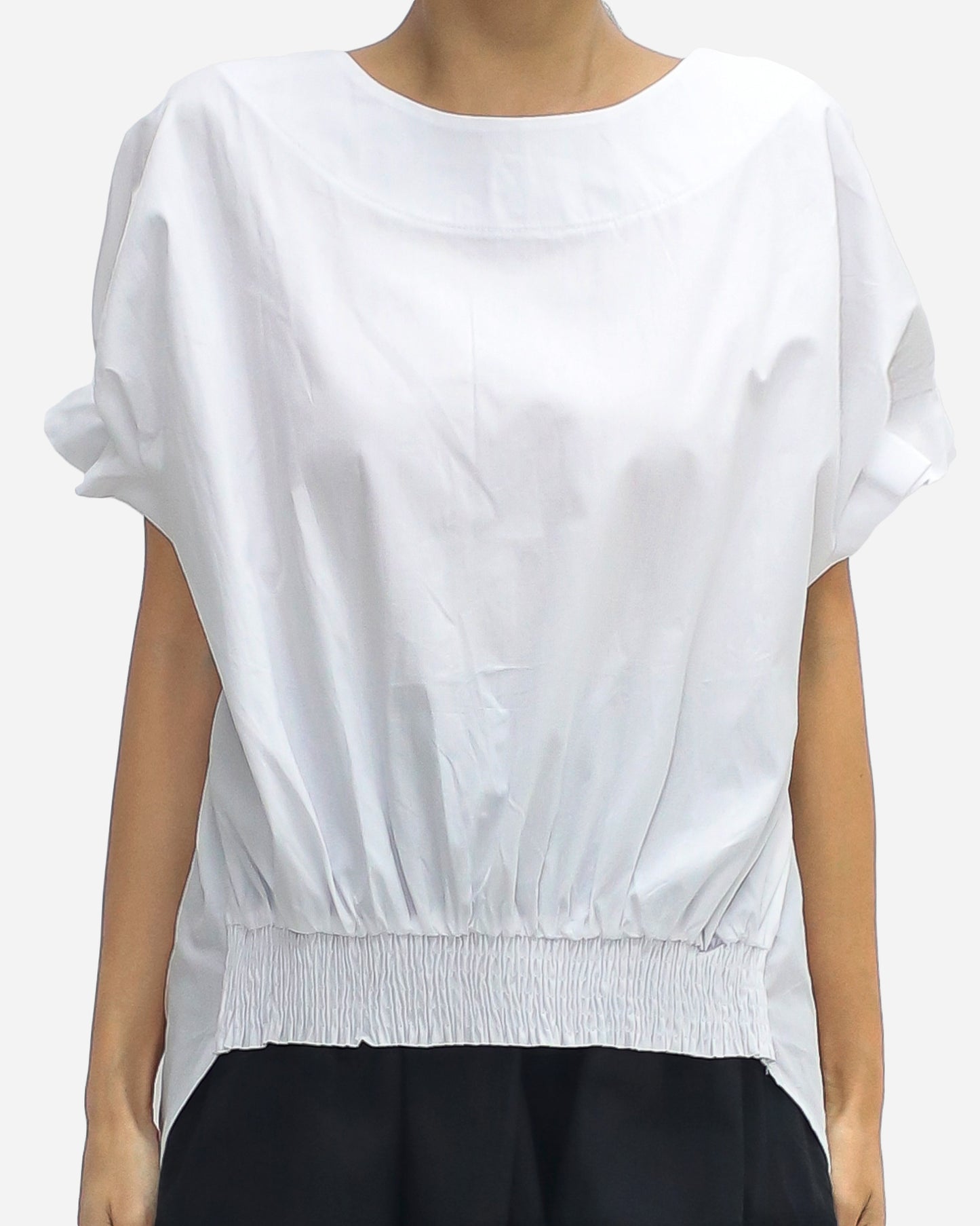 Ivory tie-up back stretch hem shirt top