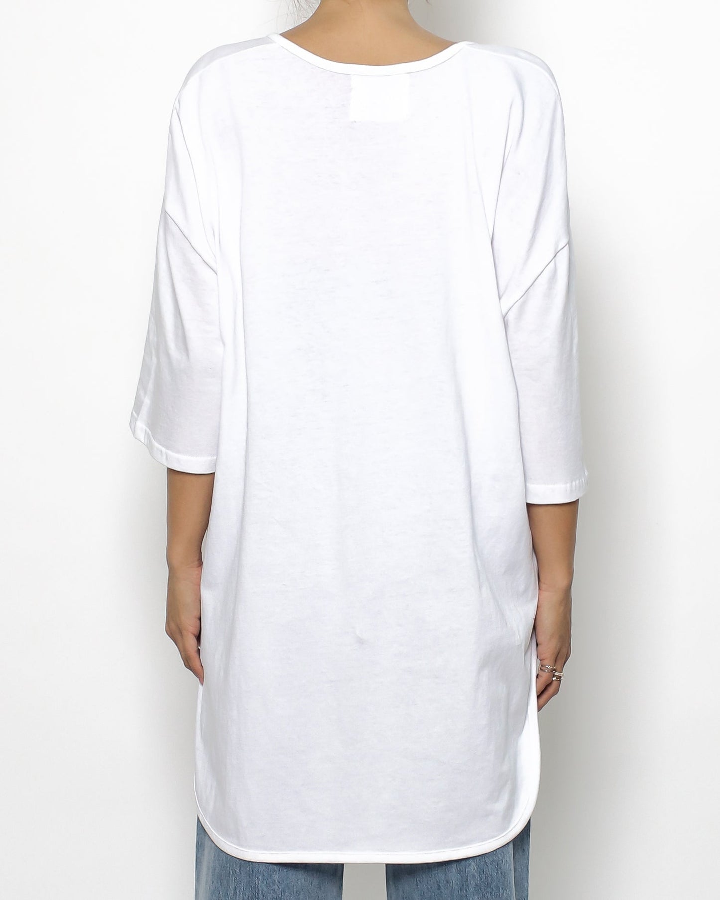 ivory V neck longline tee *pre-order*