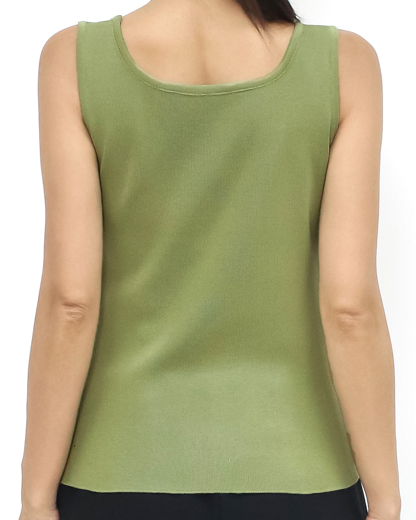 green fine knitted vest