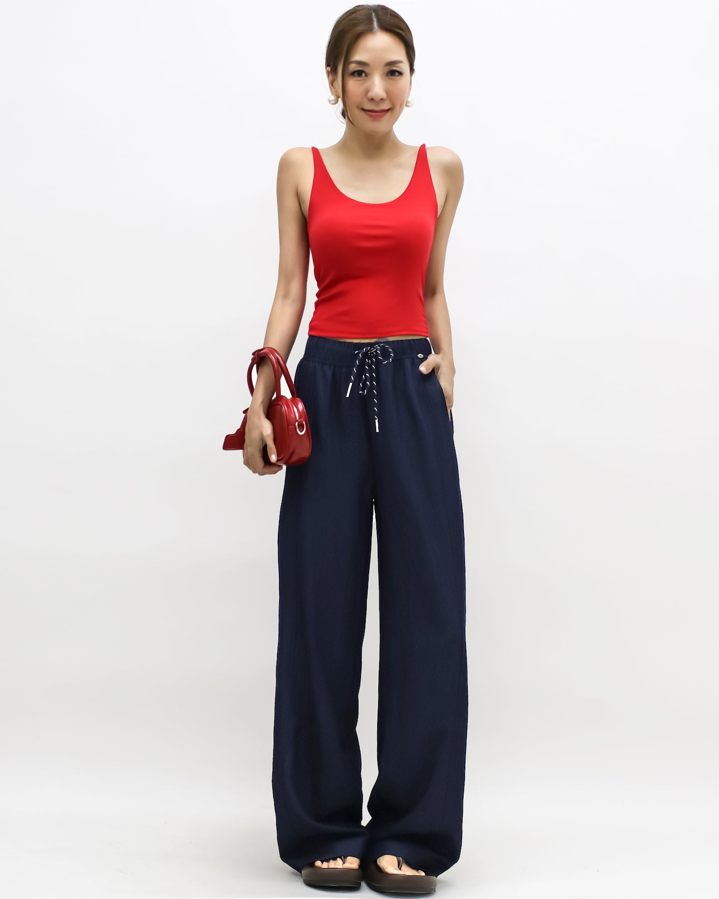 indigo soft denim straight leg pants