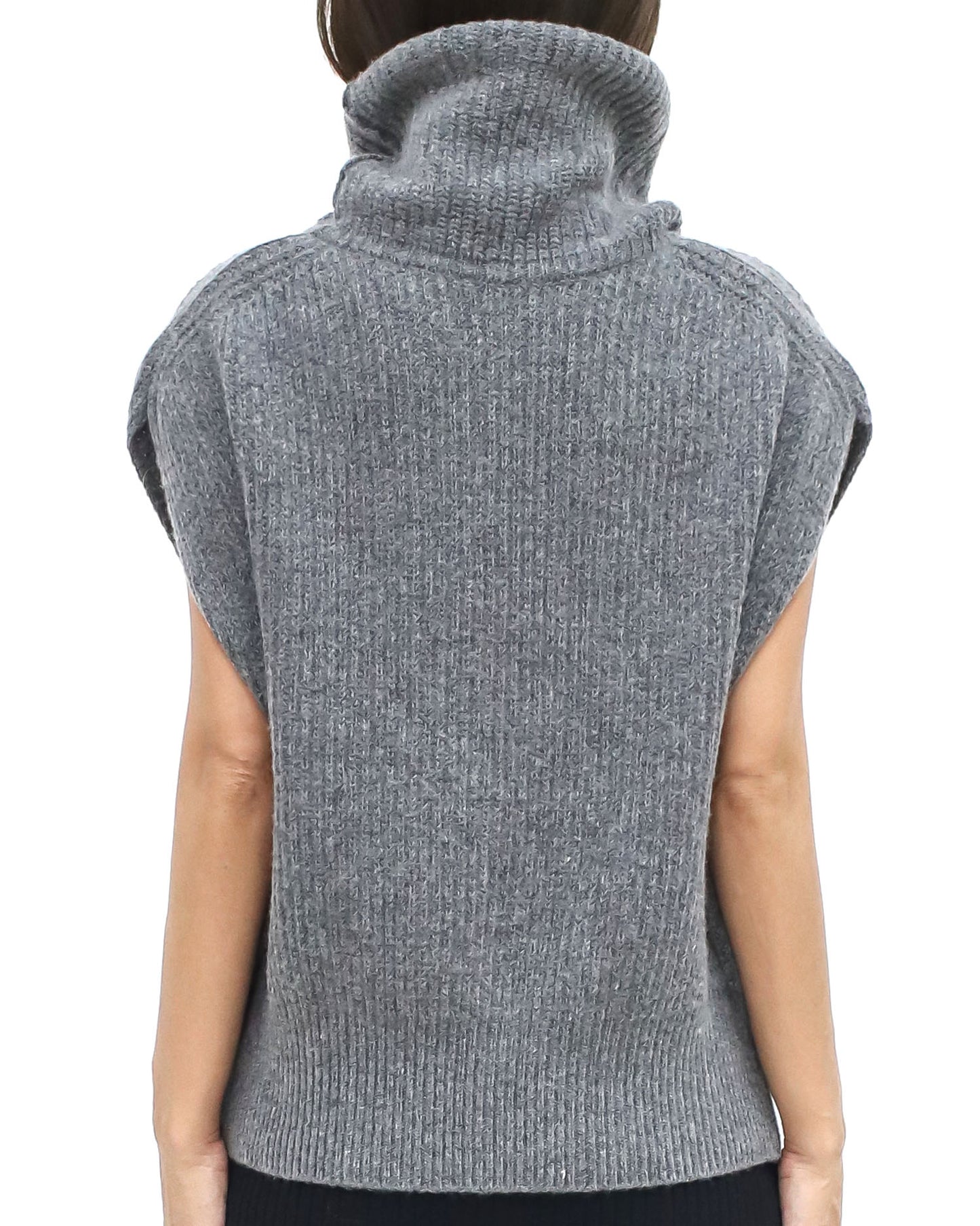 grey roll neck drop shoulder vest knitted top *pre-order*