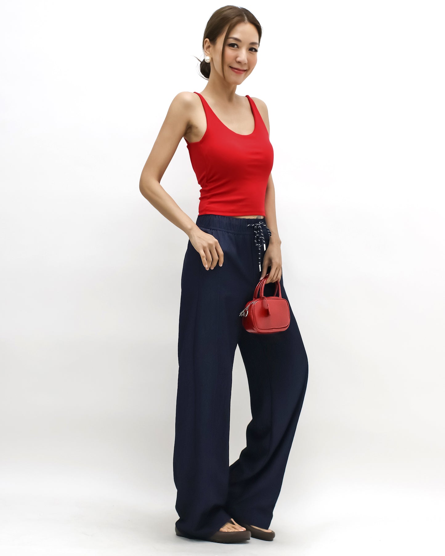 indigo soft denim straight leg pants