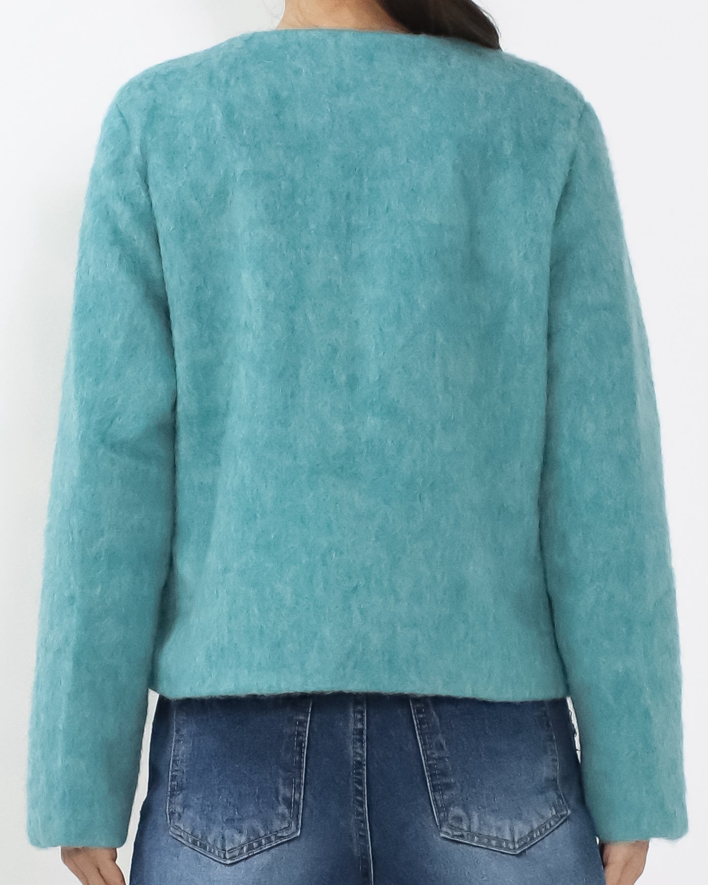 turquoise wool blended quilted jacket *pre-order*