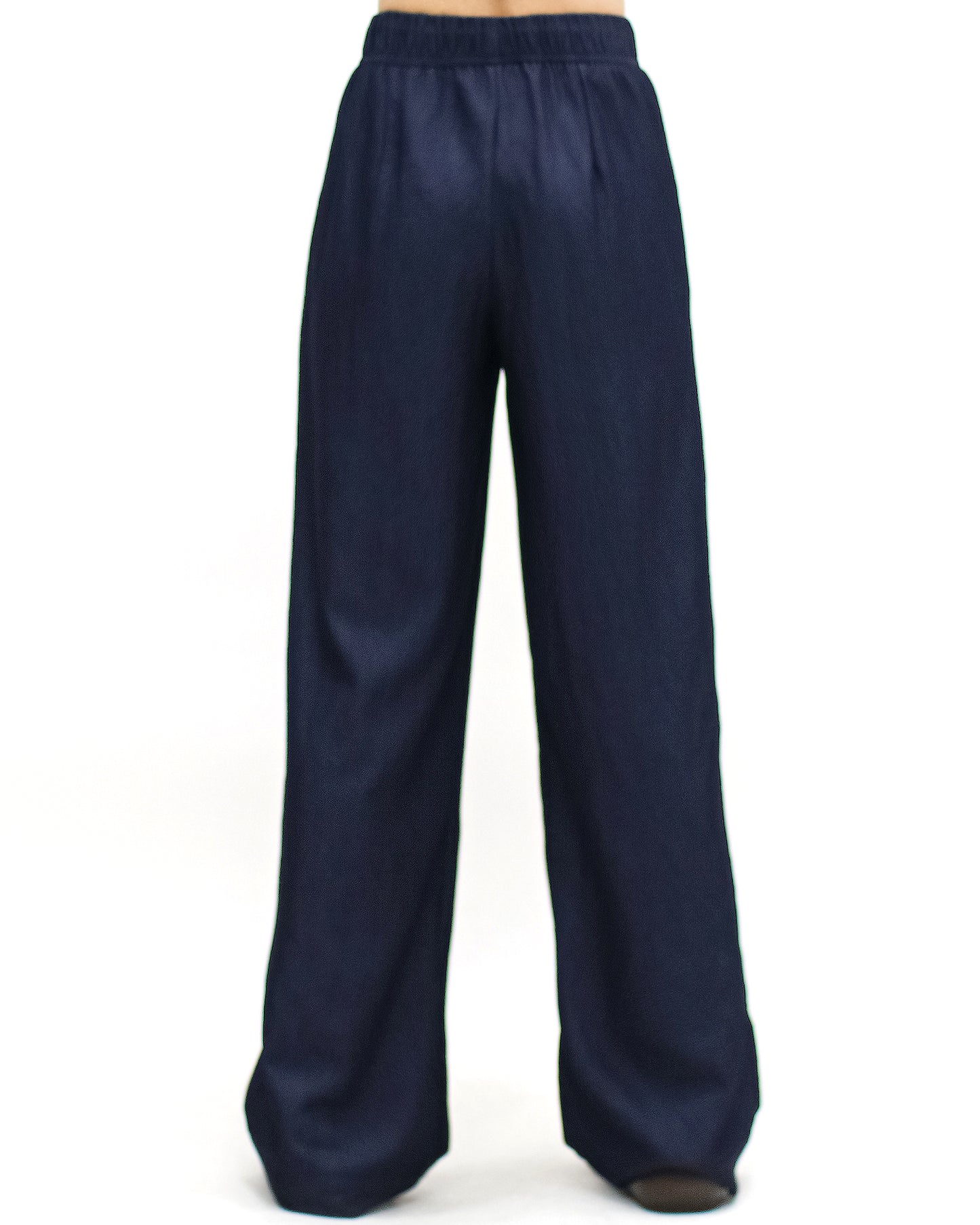 indigo soft denim straight leg pants