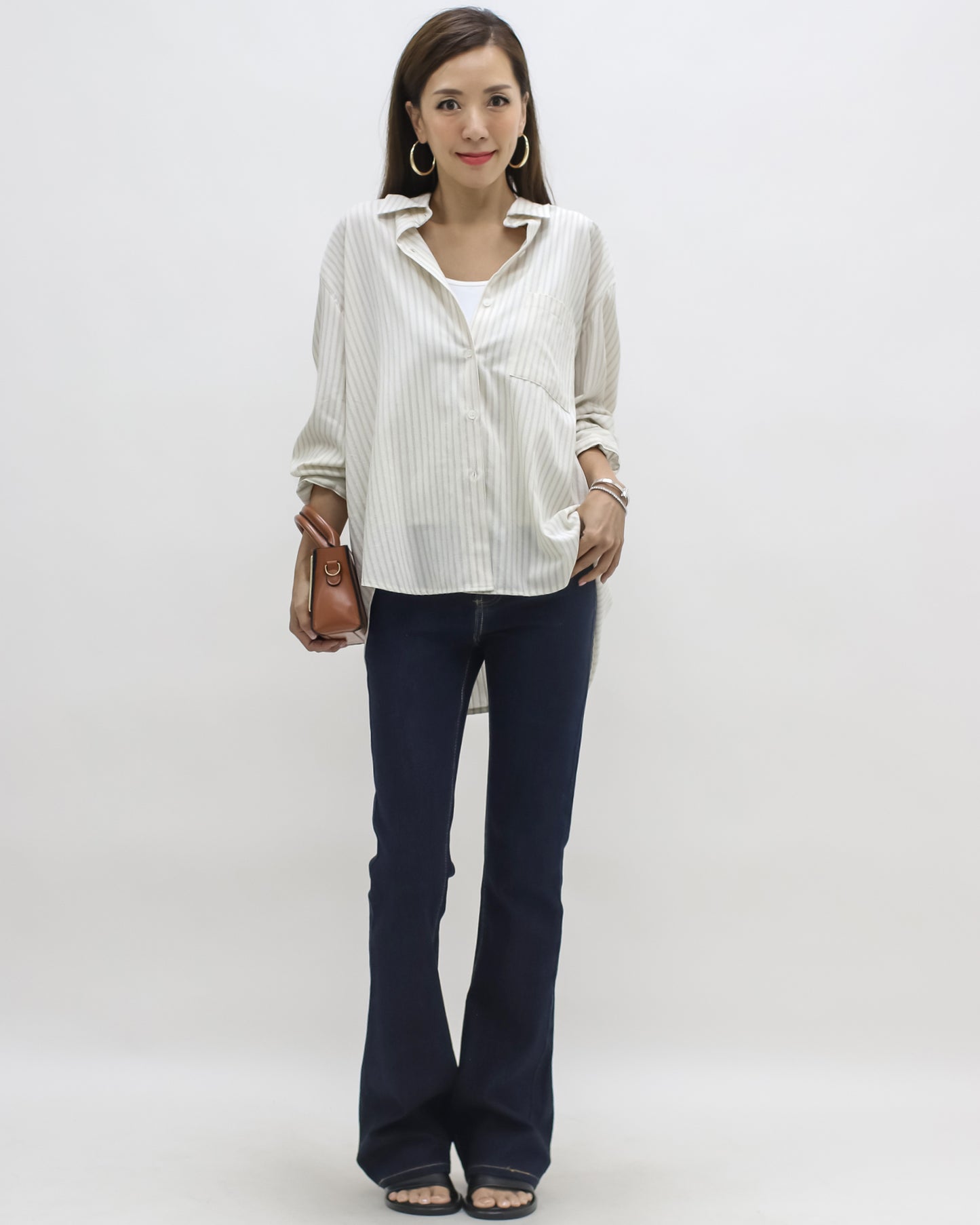 indigo denim mini flare jeans
