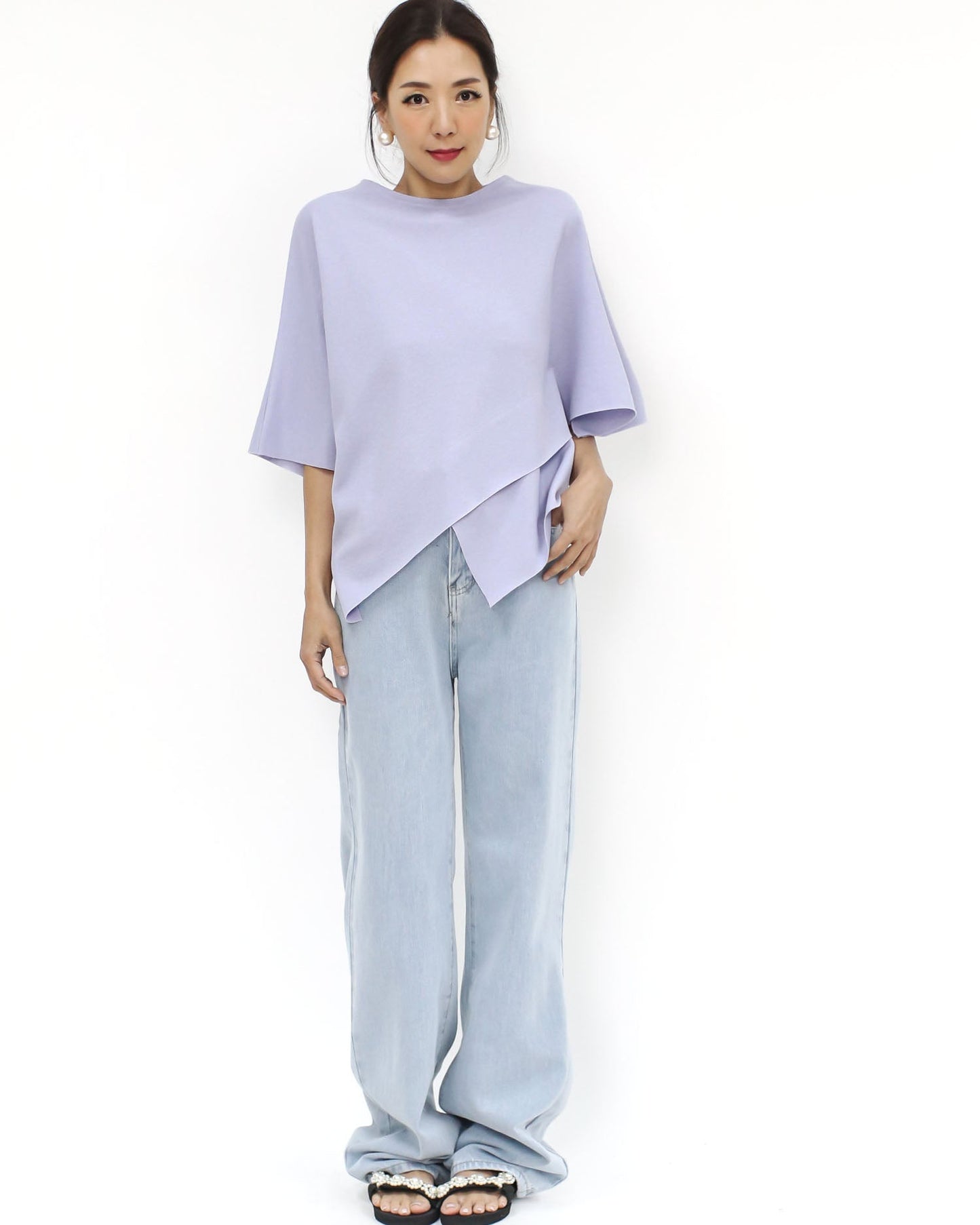 lilac cape asymmetric hem tee *pre-order*