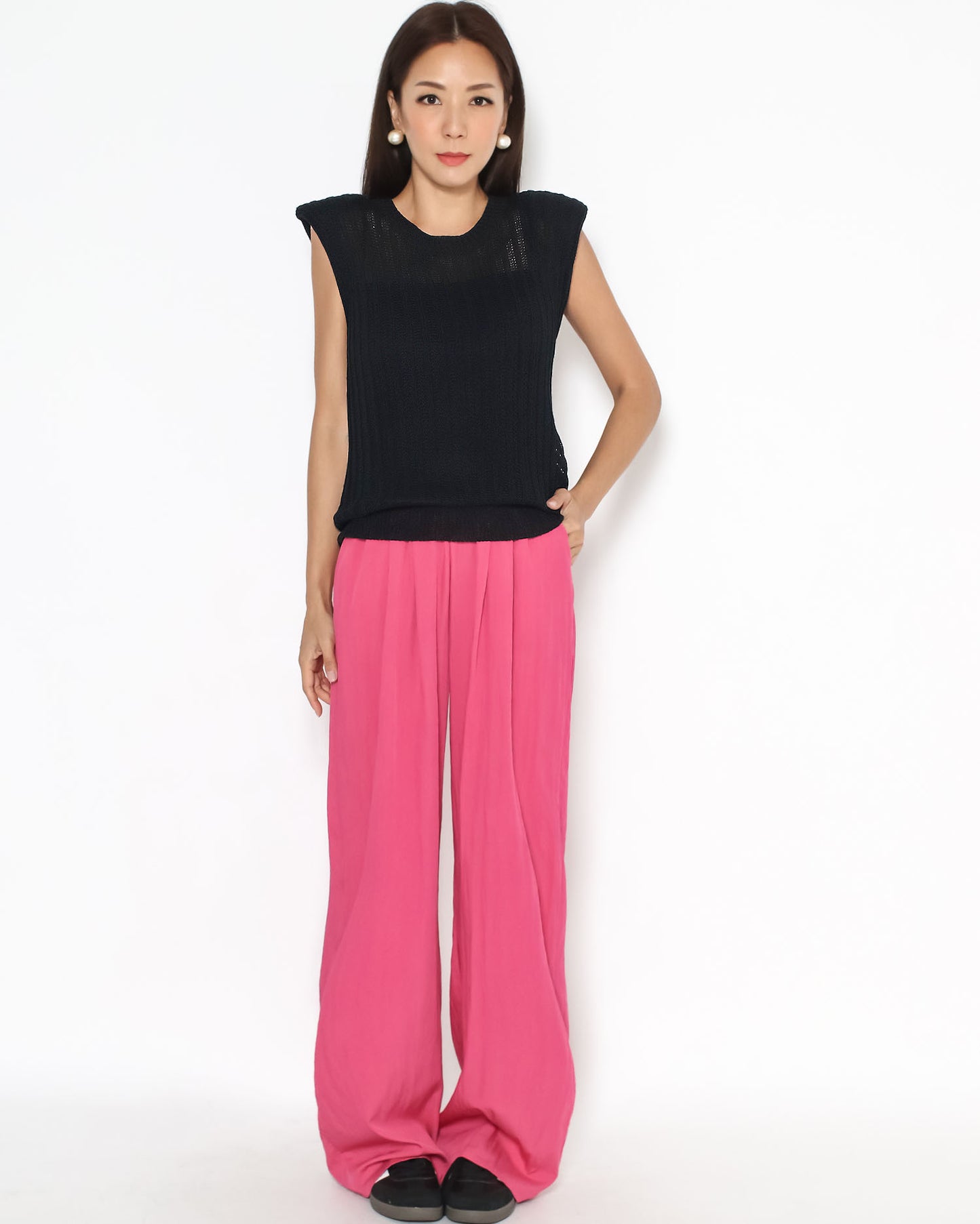 pink slinky straight leg pants *pre-order*