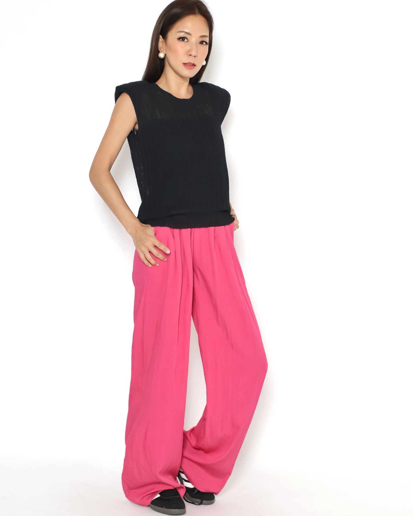 pink slinky straight leg pants *pre-order*