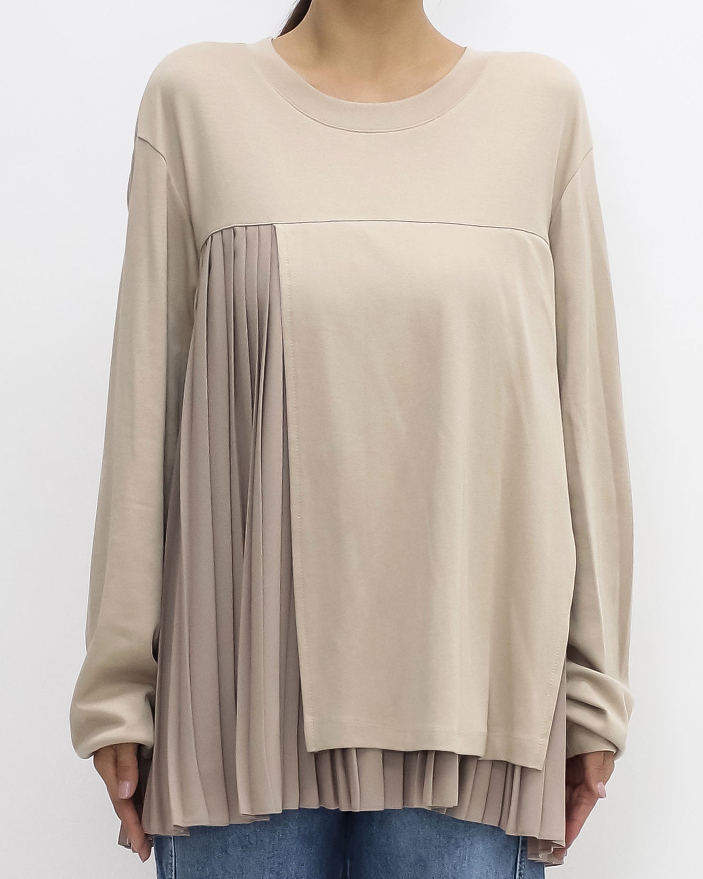 beige w/ chiffon pleats slinky top