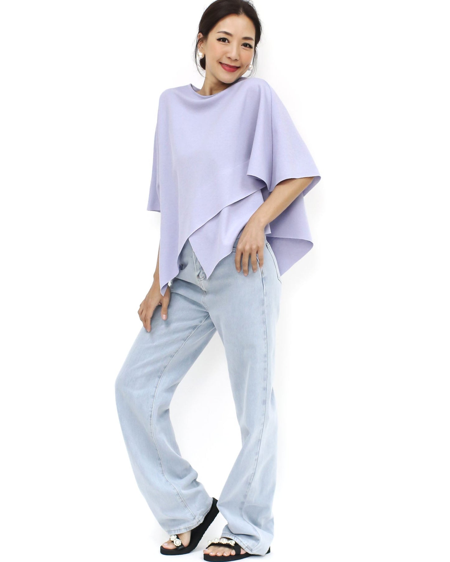 lilac cape asymmetric hem tee *pre-order*