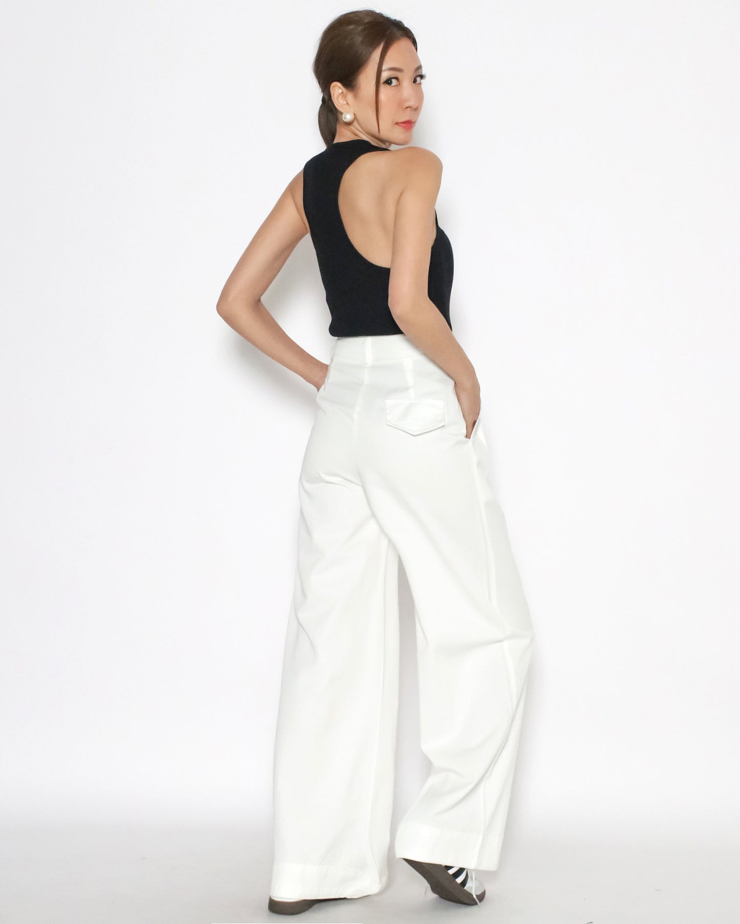 ivory straight legs fold hem pants *pre-order*