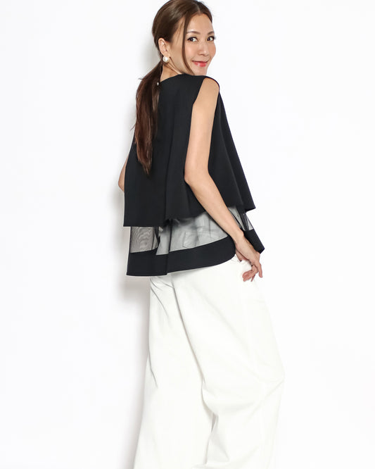 black mesh hem vest