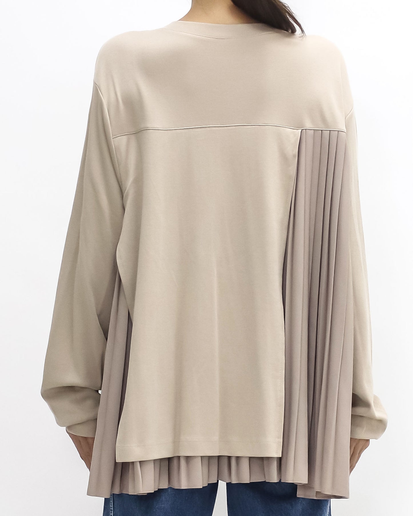 beige w/ chiffon pleats slinky top