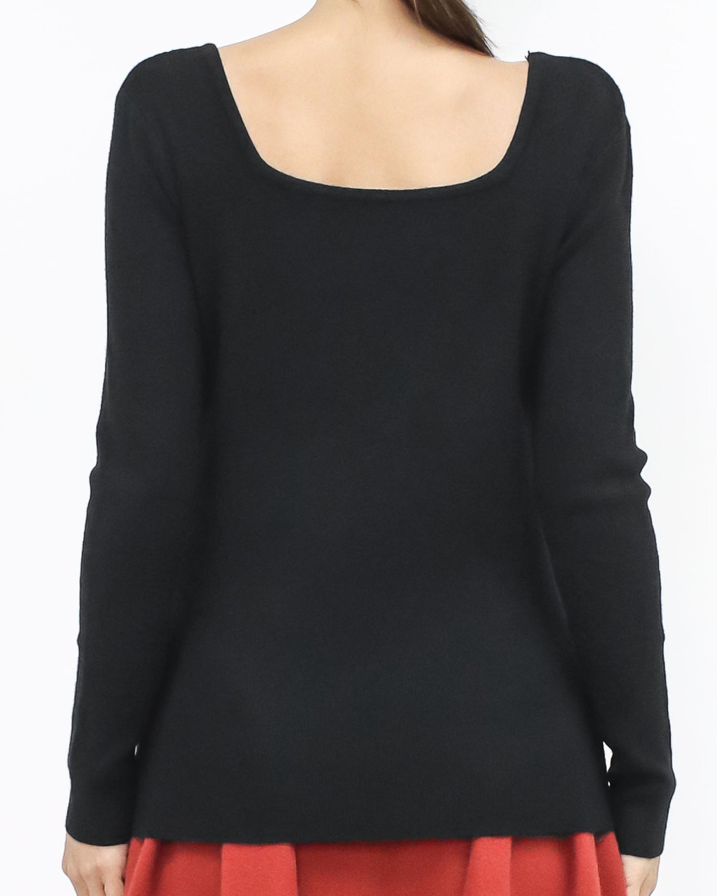 black basic U neck knitted top *pre-order*