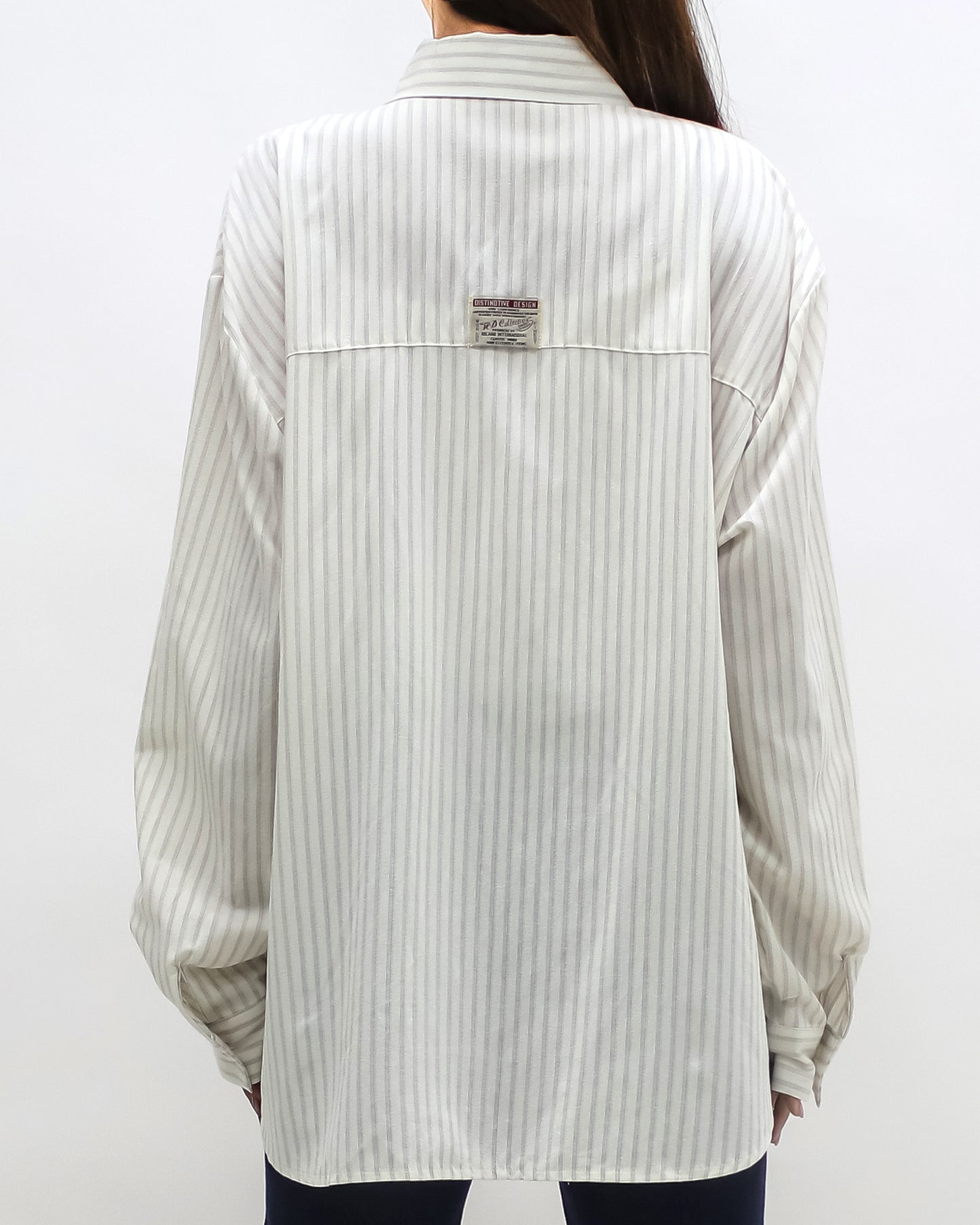 ivory w/ beige stripes label back shirt