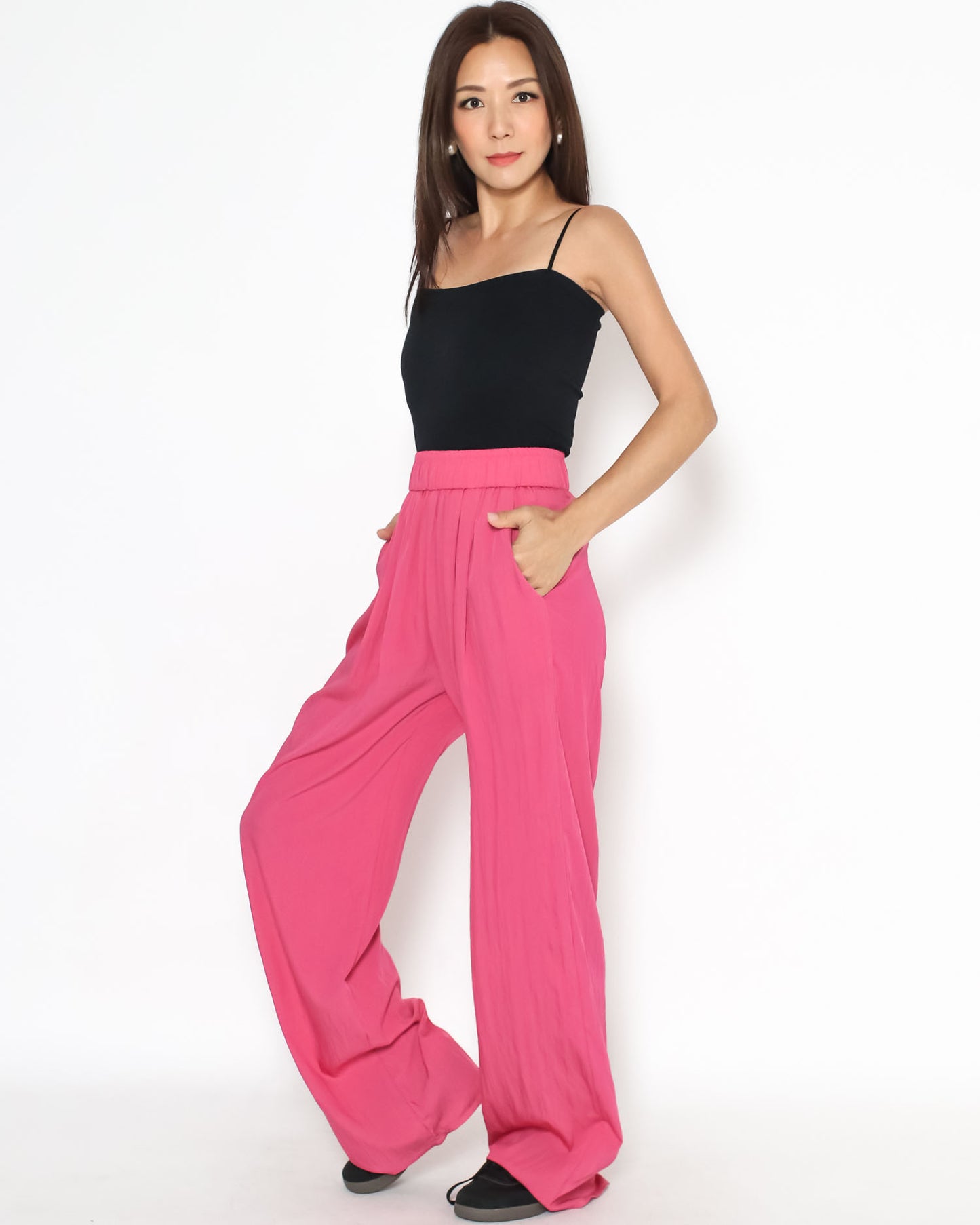 pink slinky straight leg pants *pre-order*