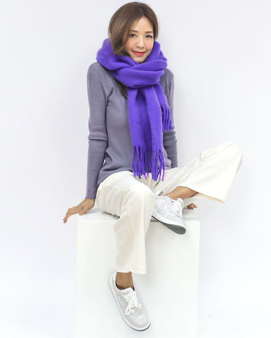 purple wool blended tassels scarf *pre-order*