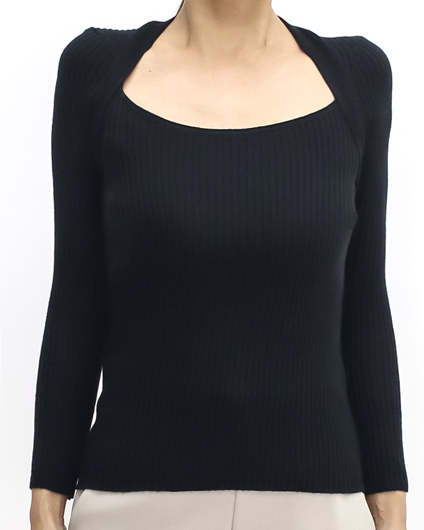 black square neck knitted top *pre-order*