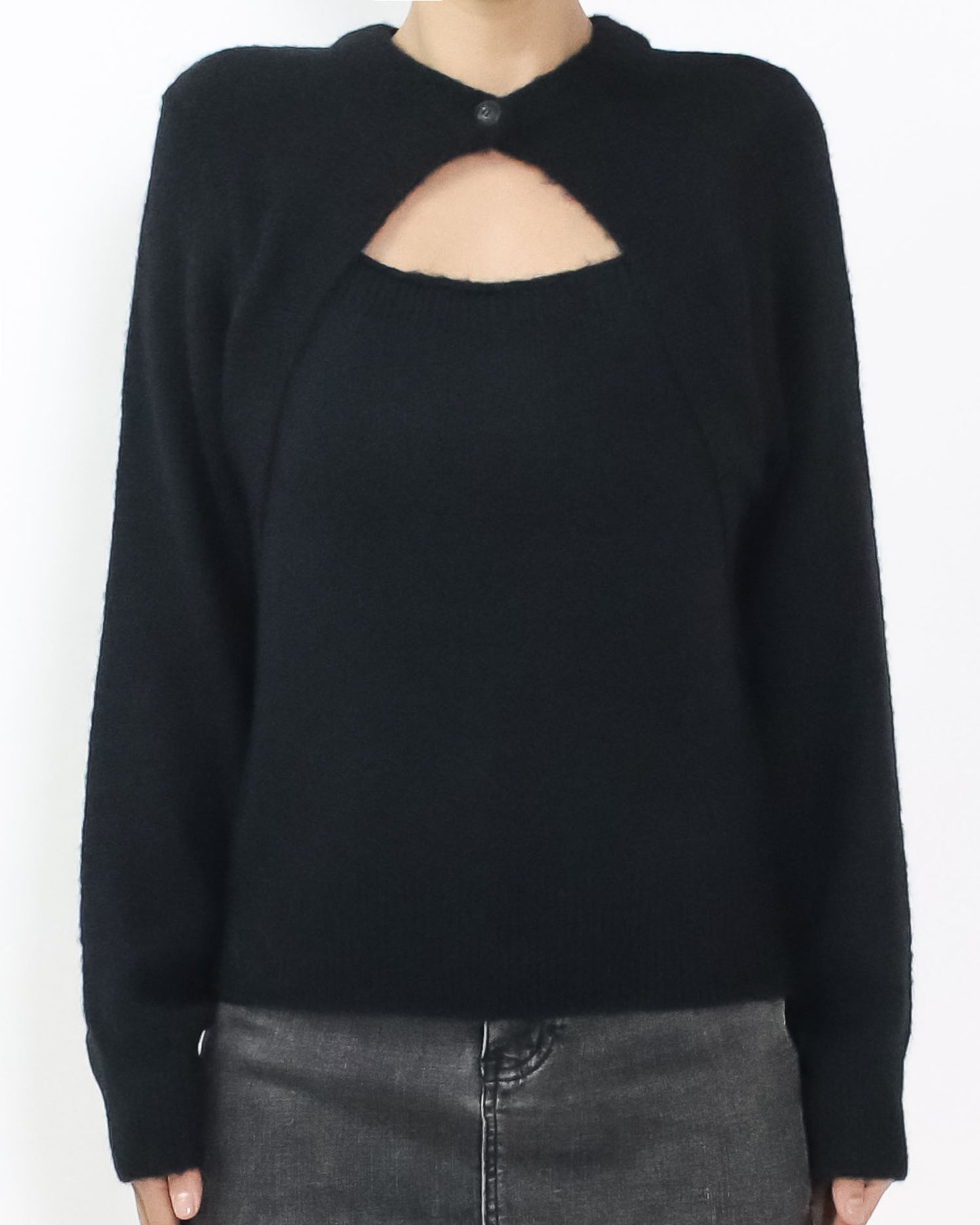 black cutout front knitted top *pre-order*