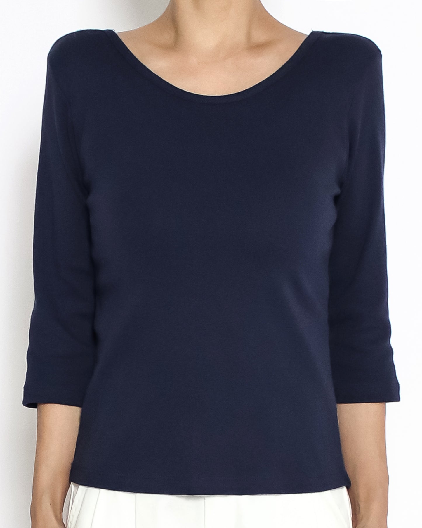 navy U back tee