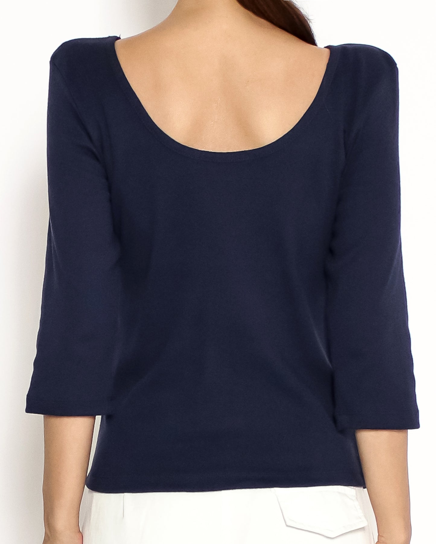 navy U back tee