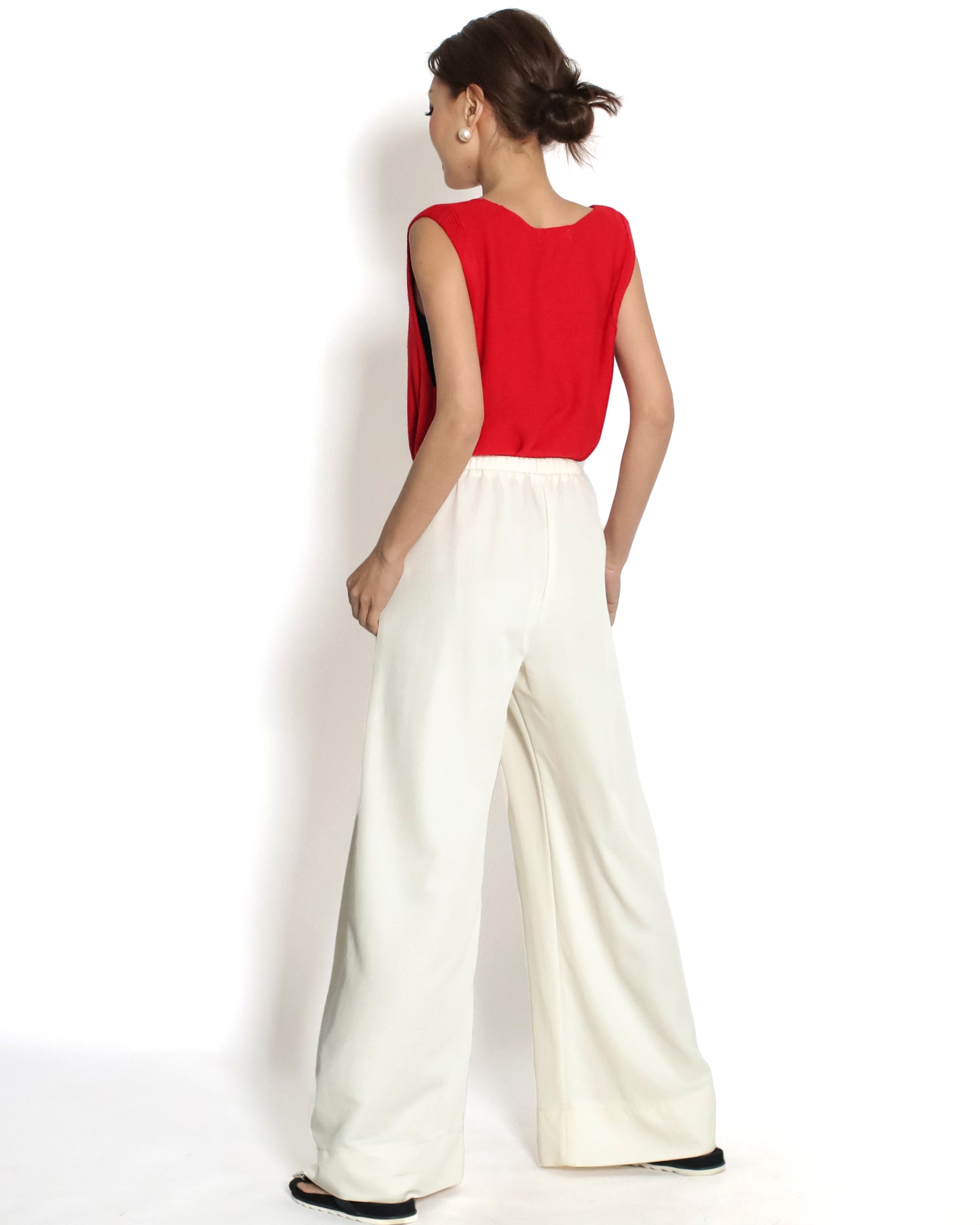ivory slinky casual wide leg pants *pre-order*