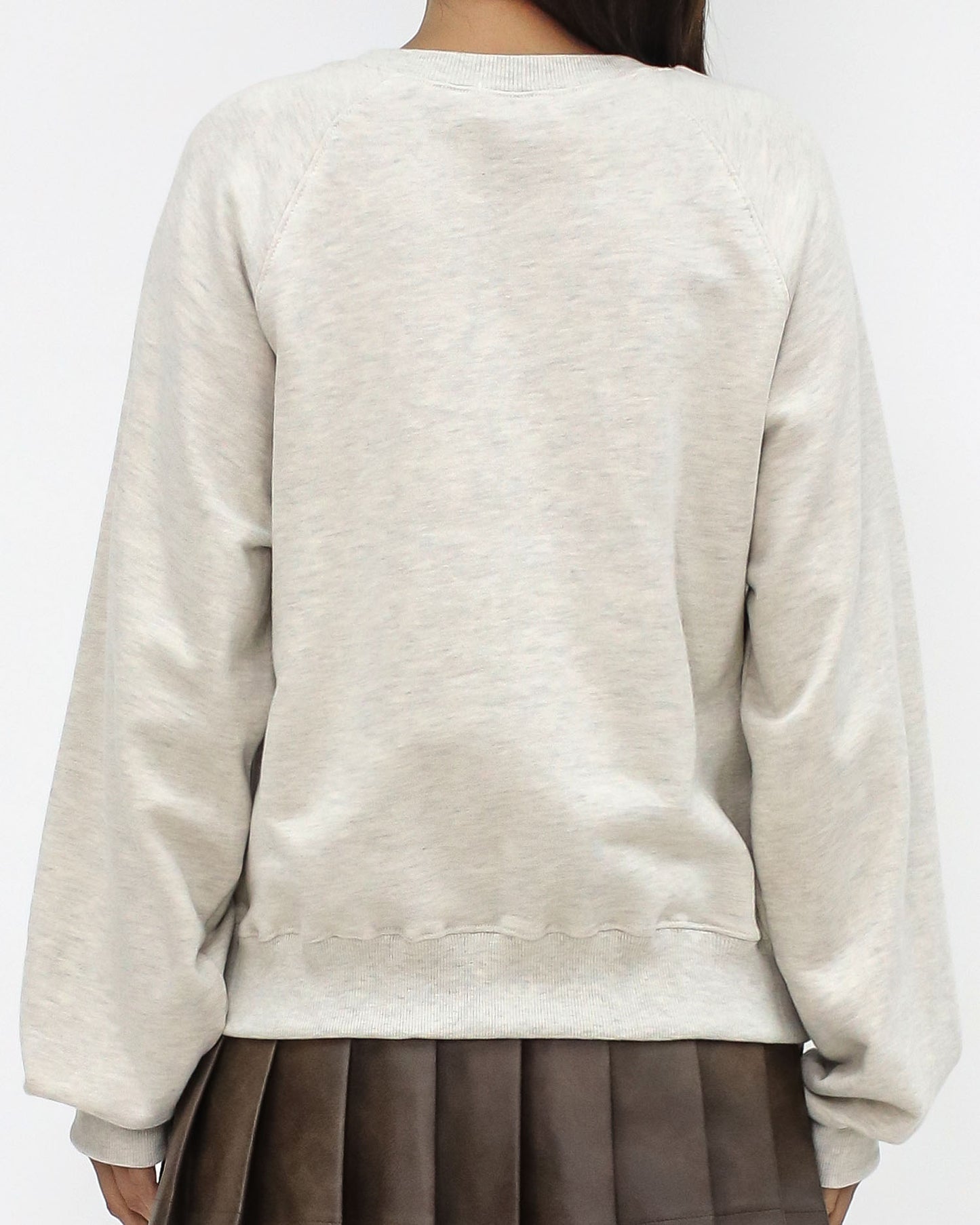 beige oat stitched front sweatshirt