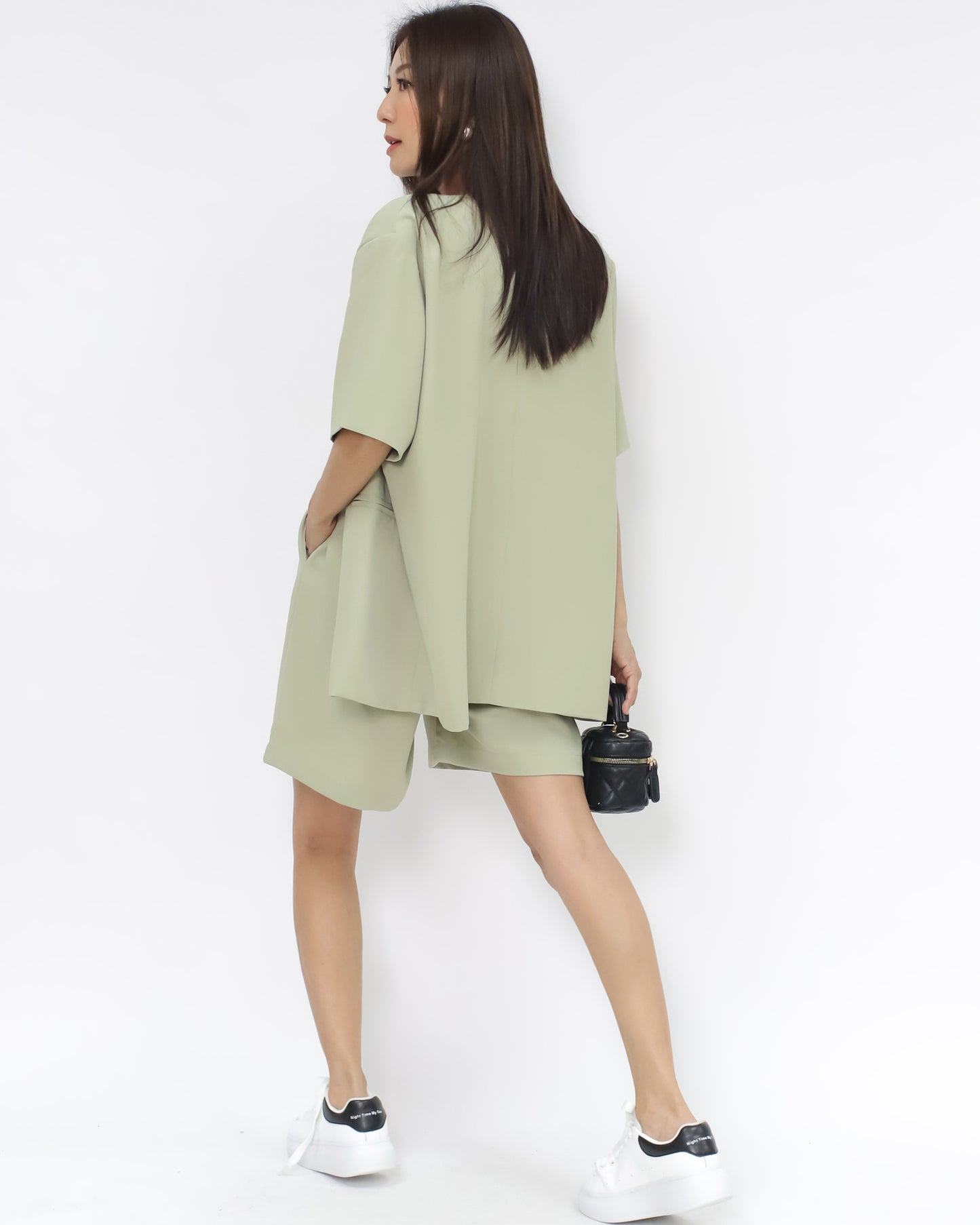 light green chiffon blazer & shorts set *pre-order*