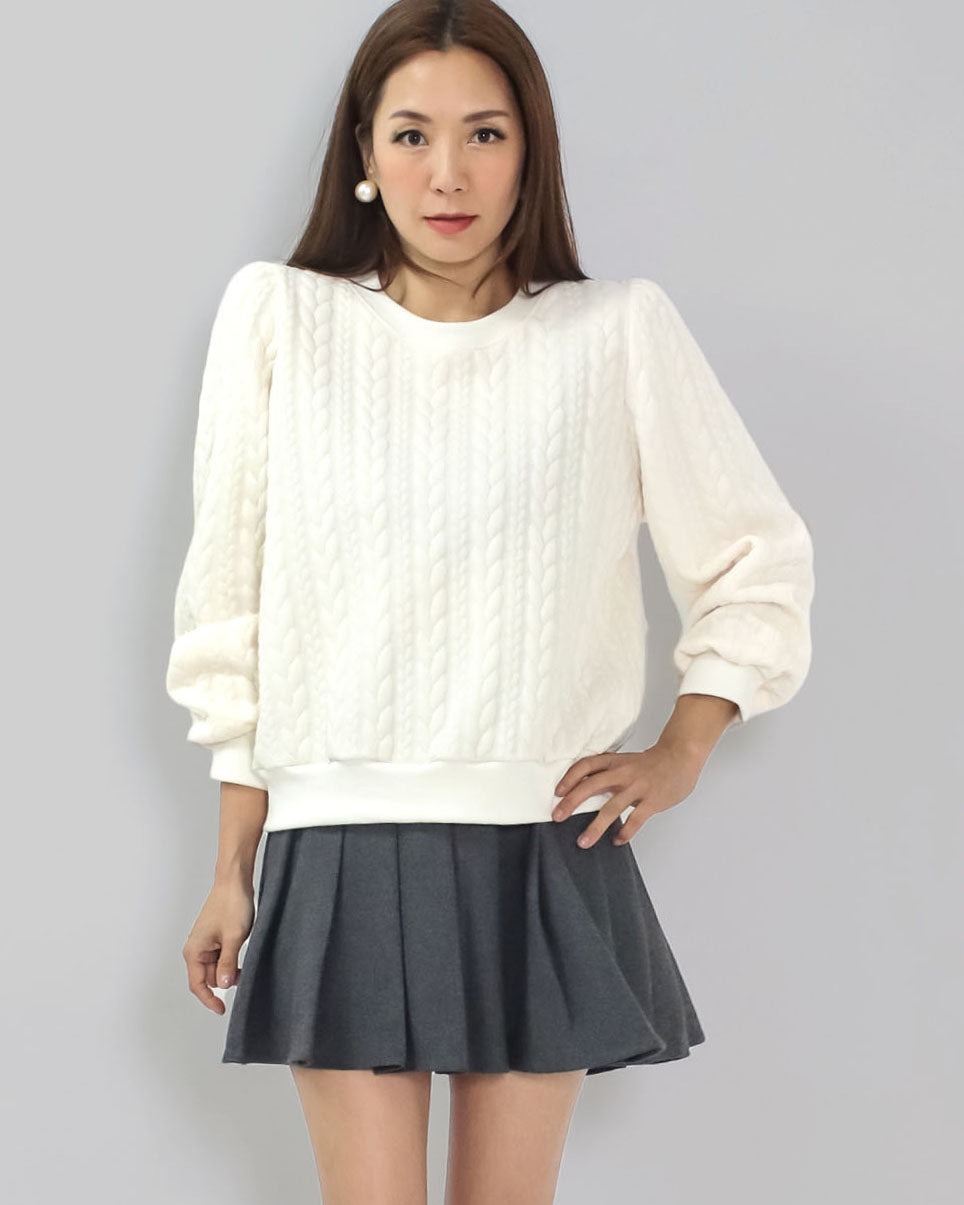 ivory twisted pattern sweatshirt