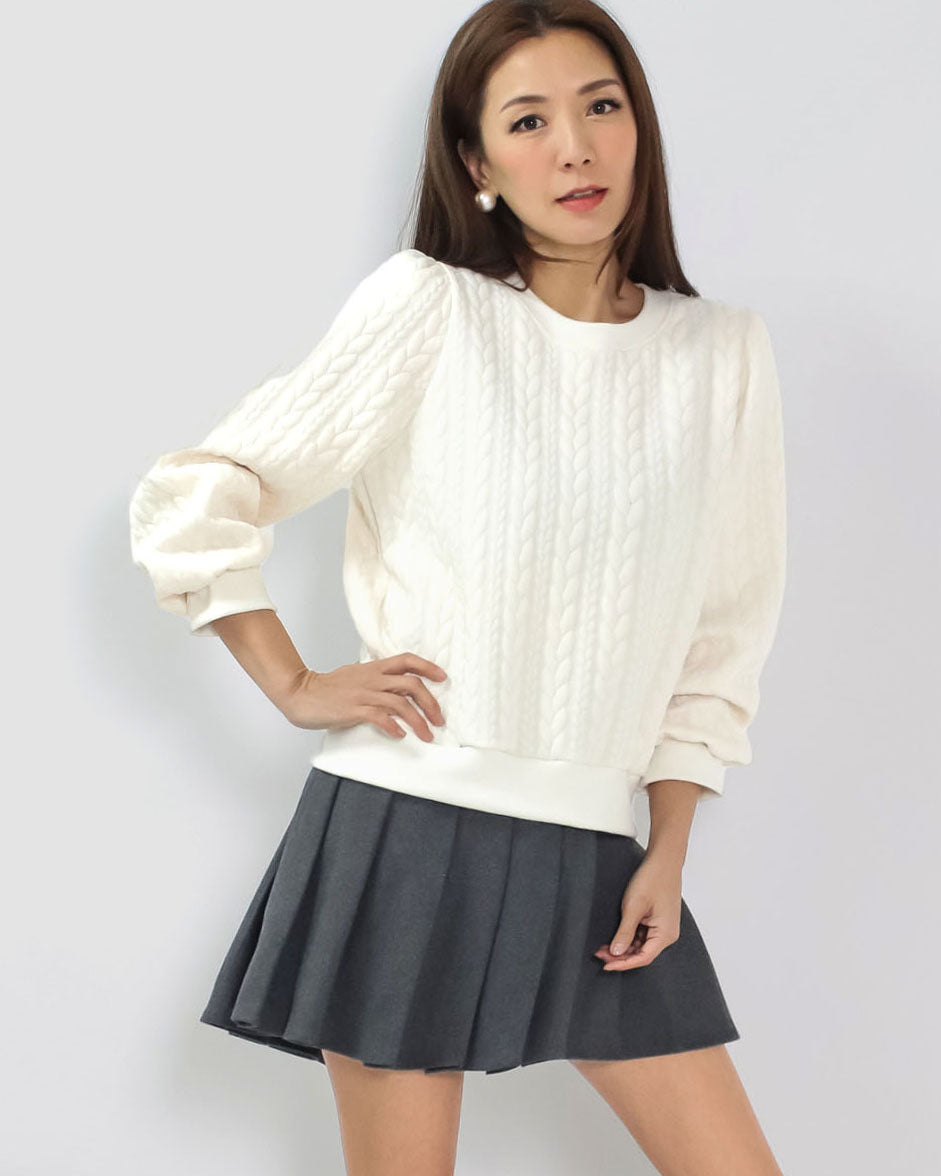 ivory twisted pattern sweatshirt