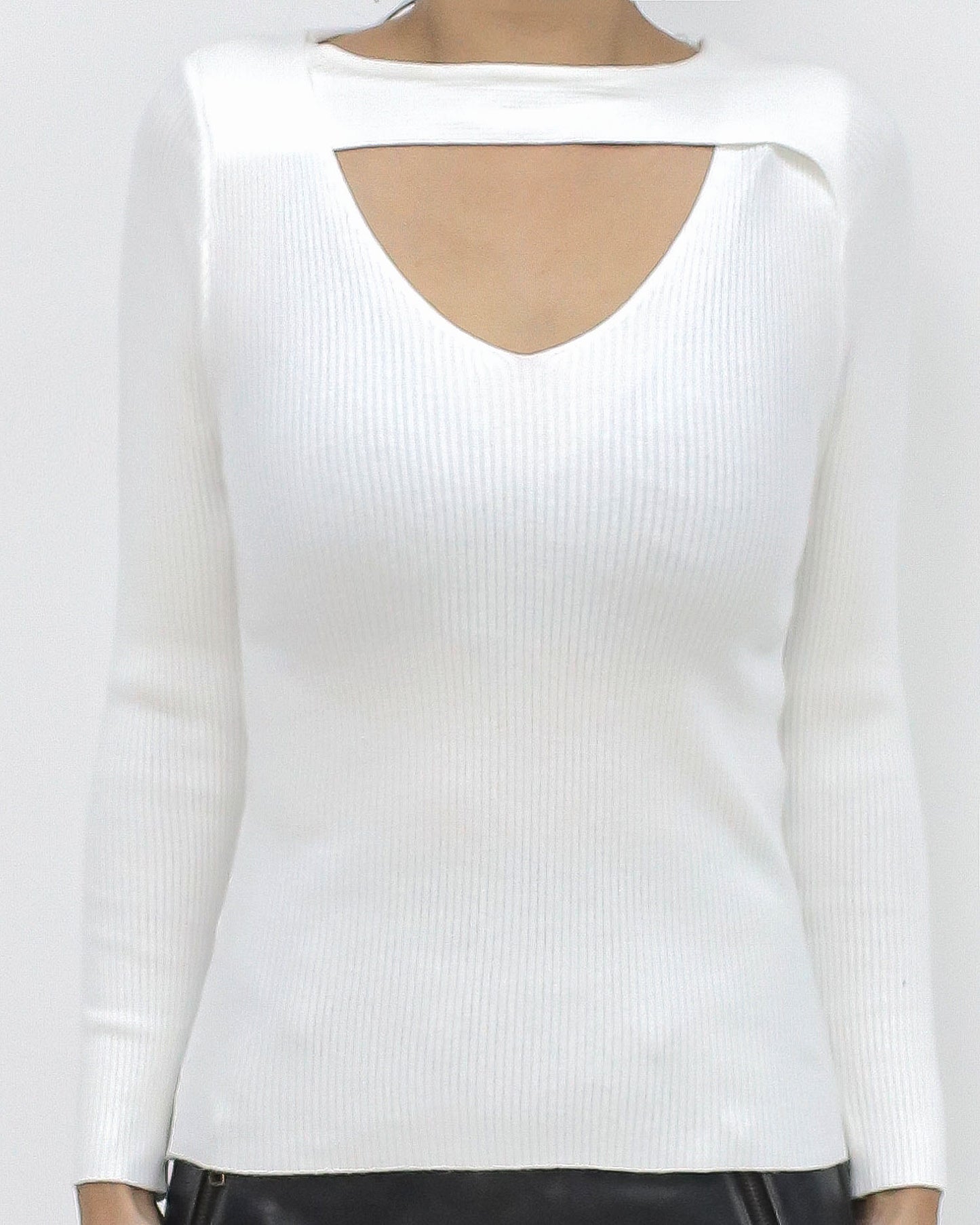 ivory strappy cutout knitted top