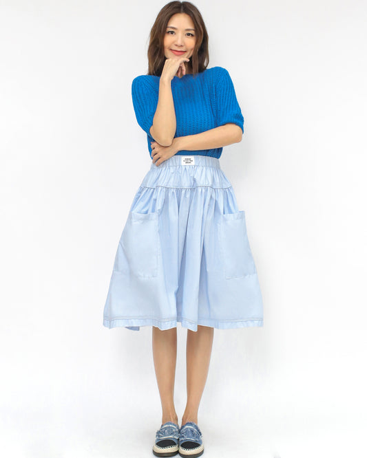 blue pockets front midi shirt skirt *pre-order*