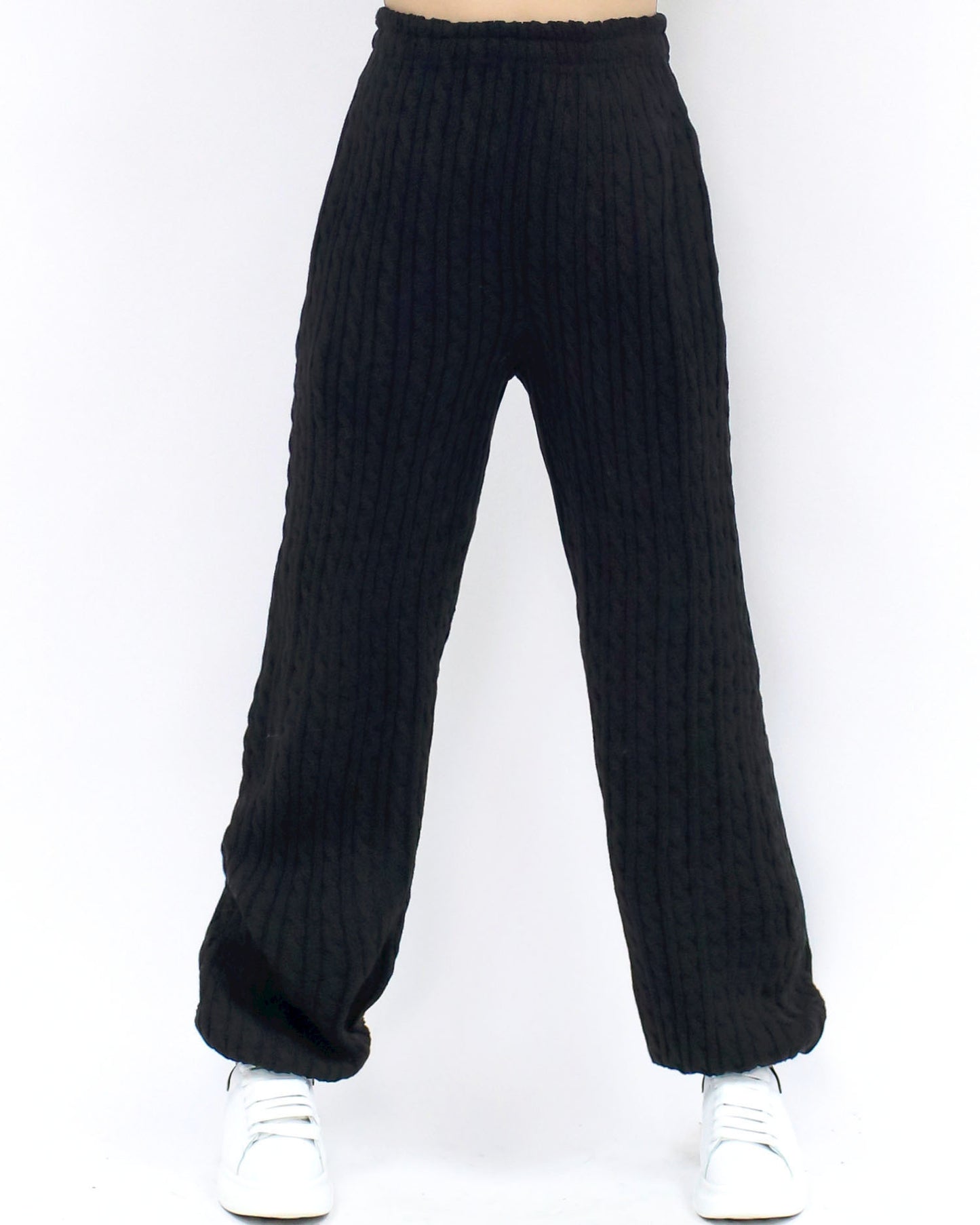 black twisted knitted jogger pants