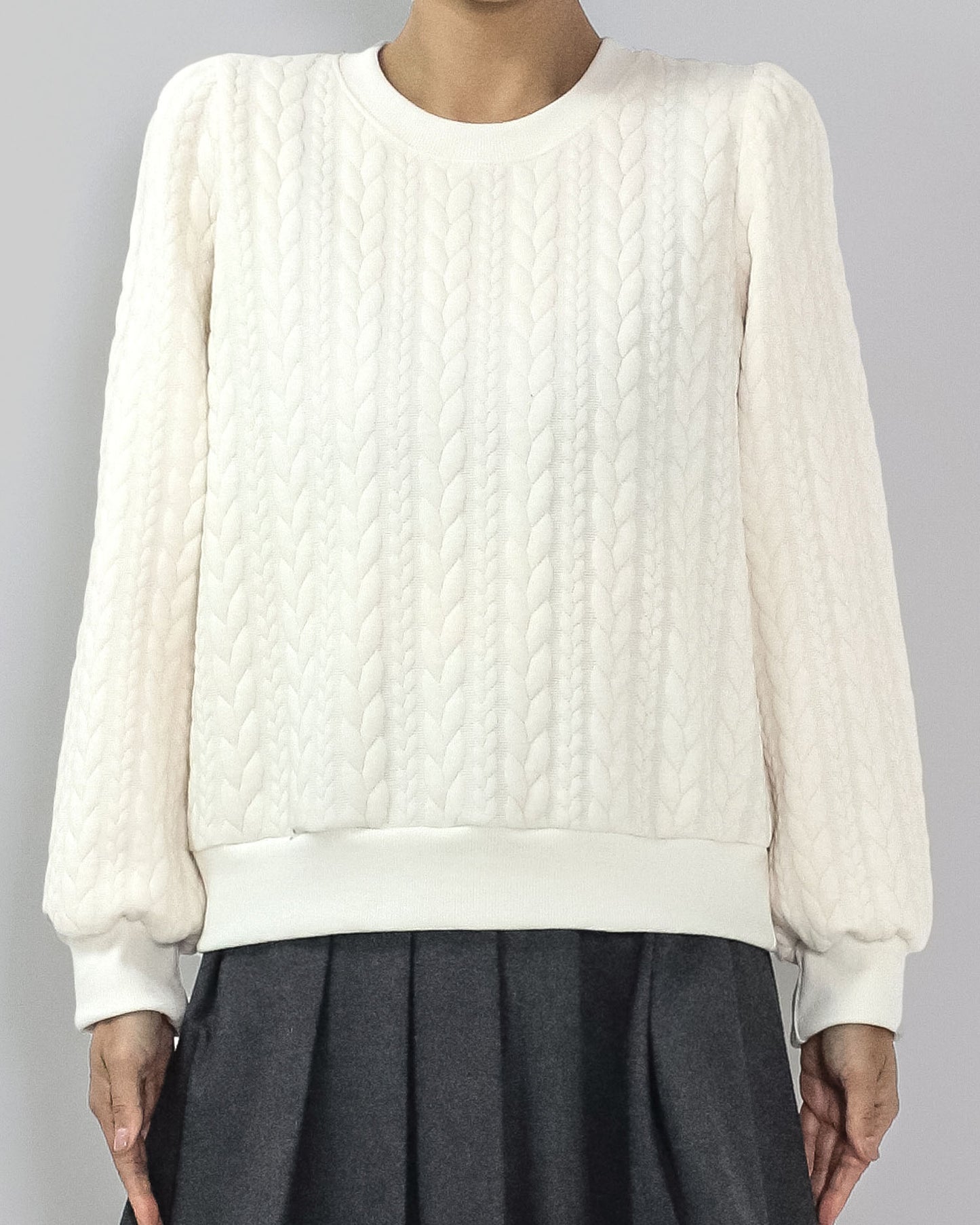 ivory twisted pattern sweatshirt