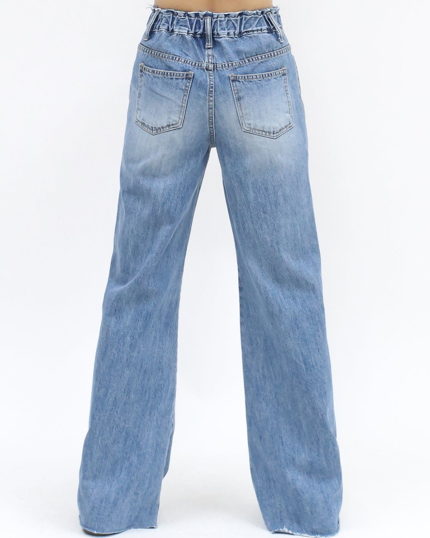 blue denim ripped flare jeans *pre-order*