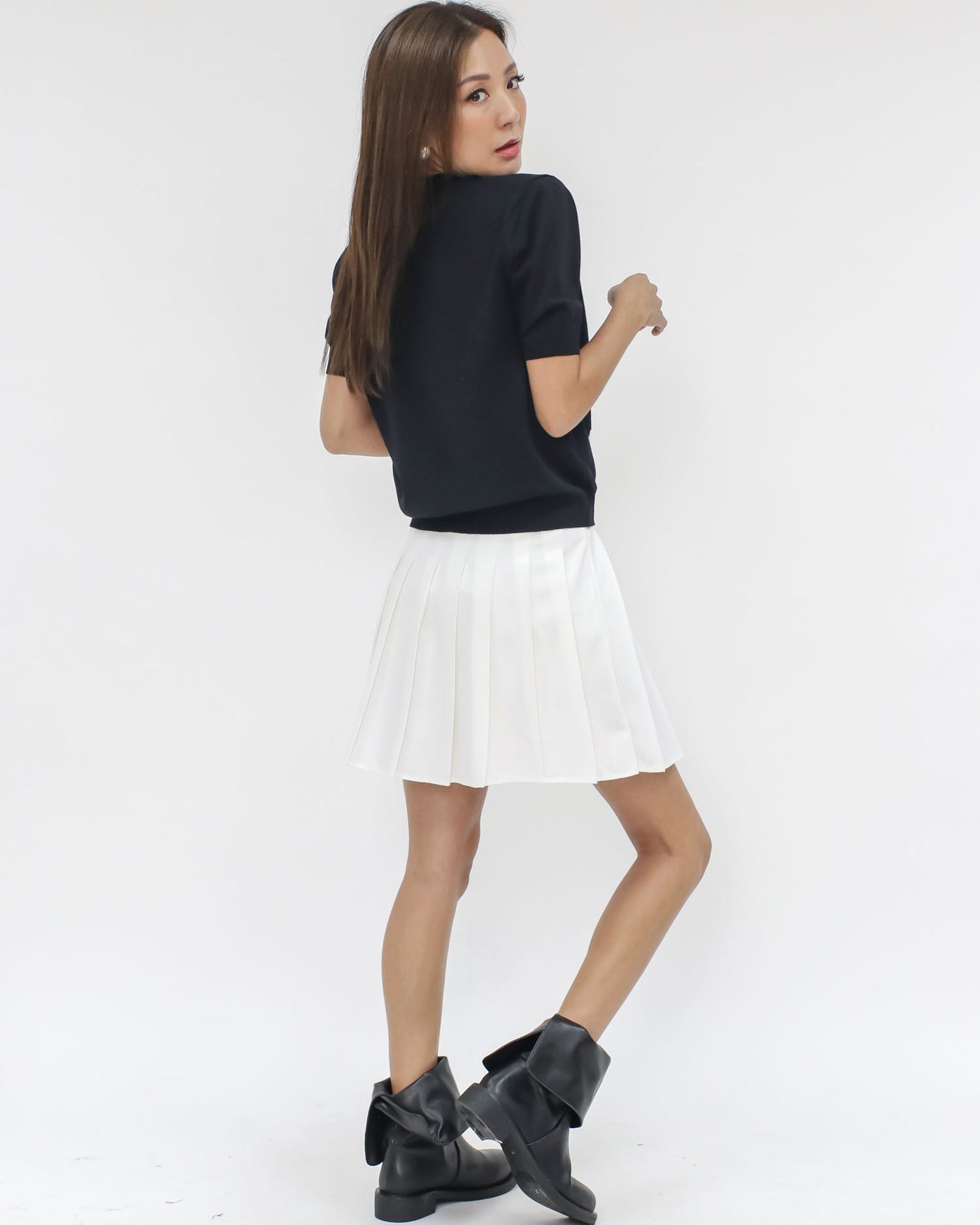 ivory pleats crepe skorts