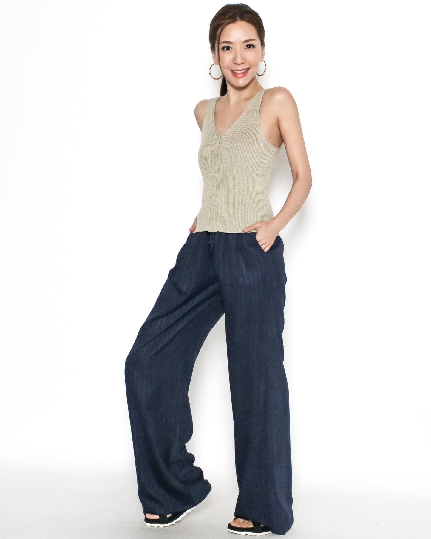 blue stripes soft straight leg pants *pre-order*