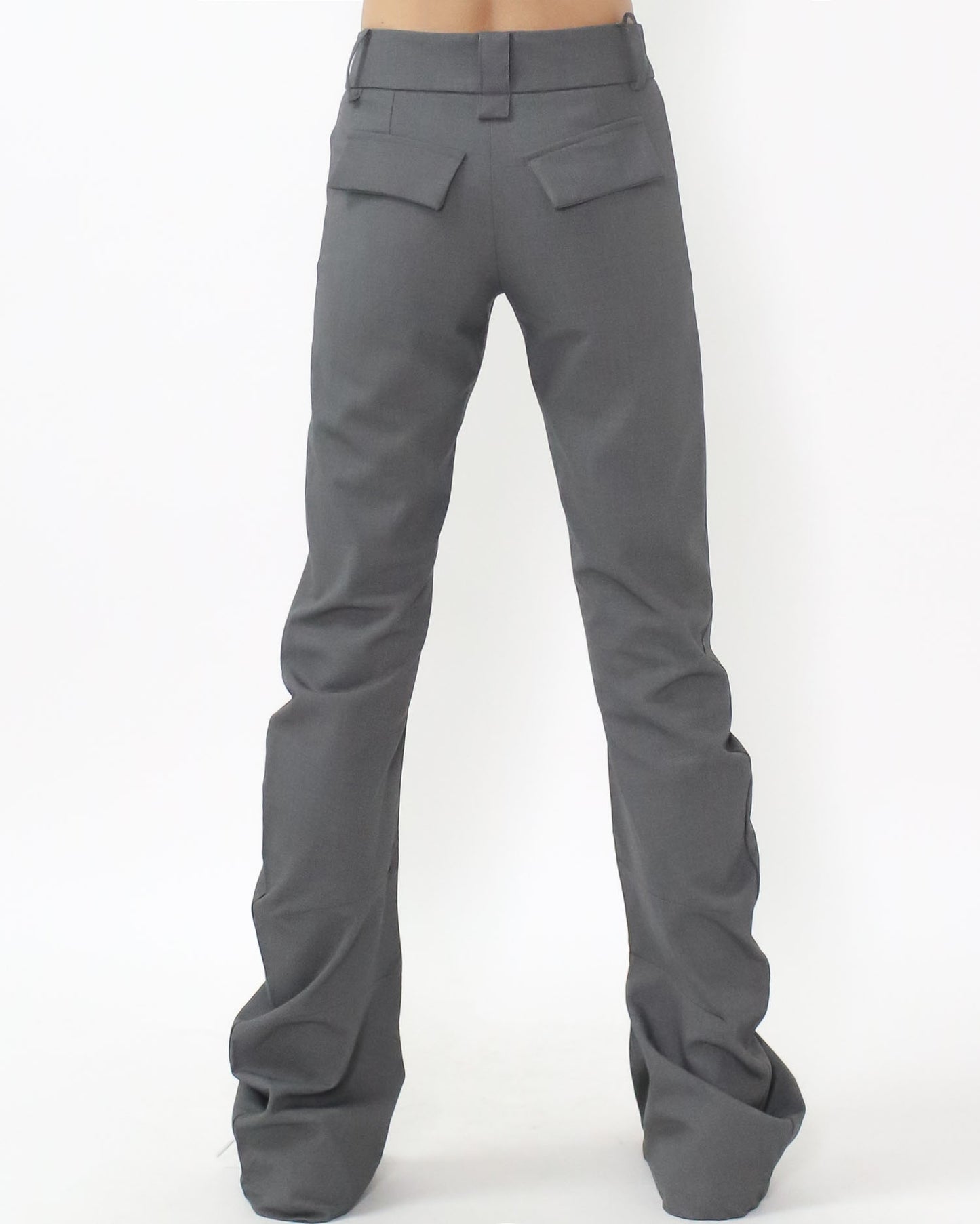 grey ruched slim low rise pants *pre-order*