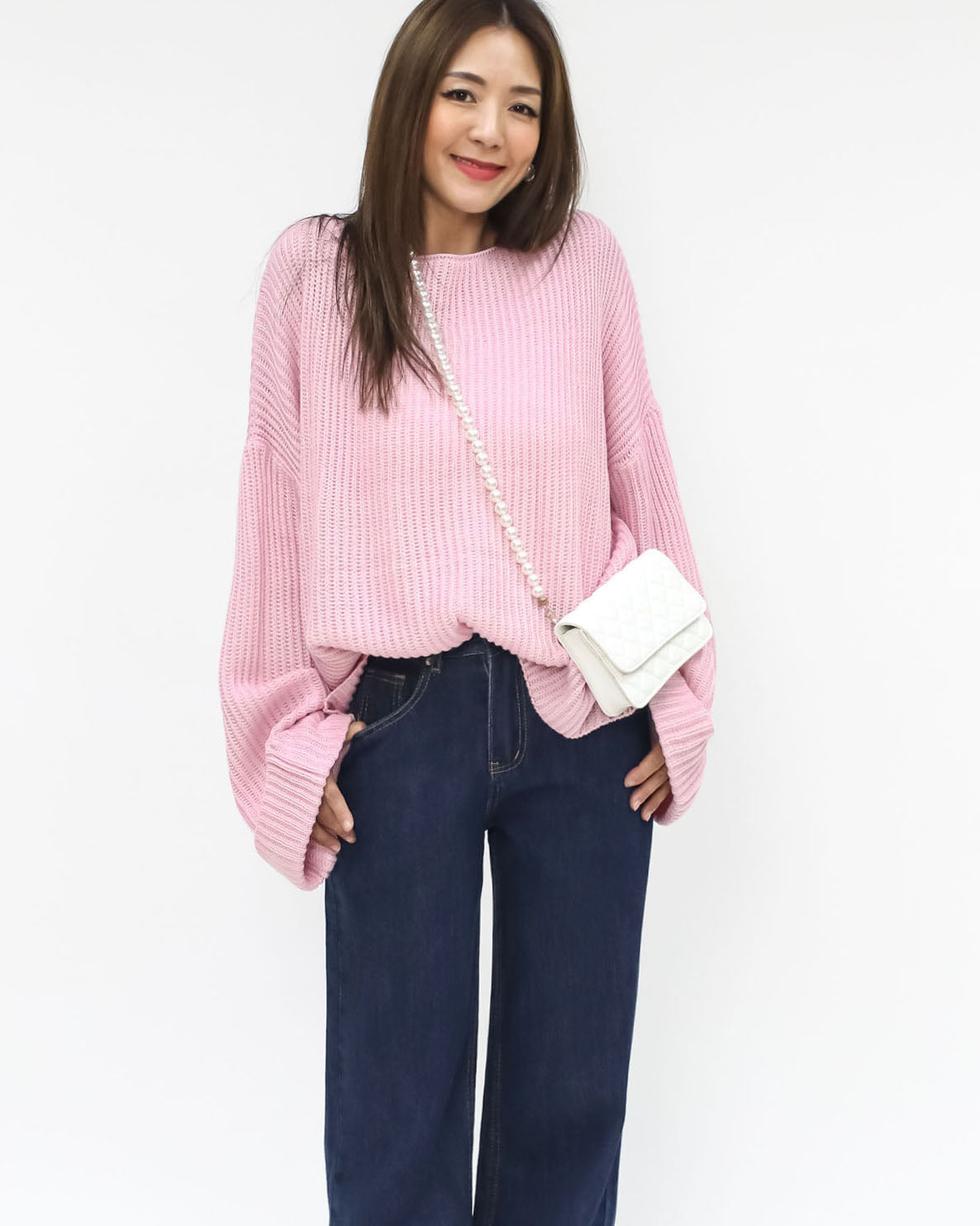 pink casual knitted top