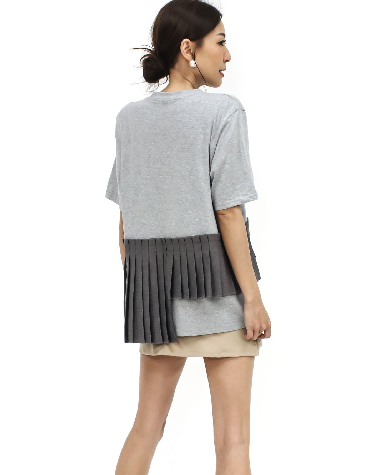 grey & pleats contrast tee *pre-order*