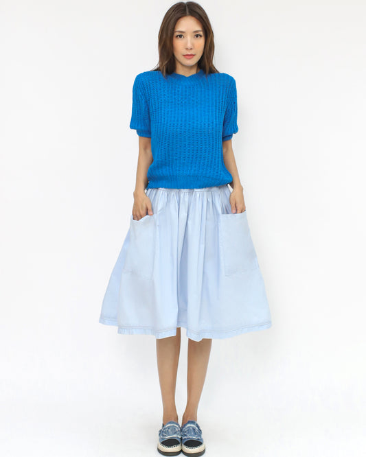 cobalt blue short sleeves knitted top