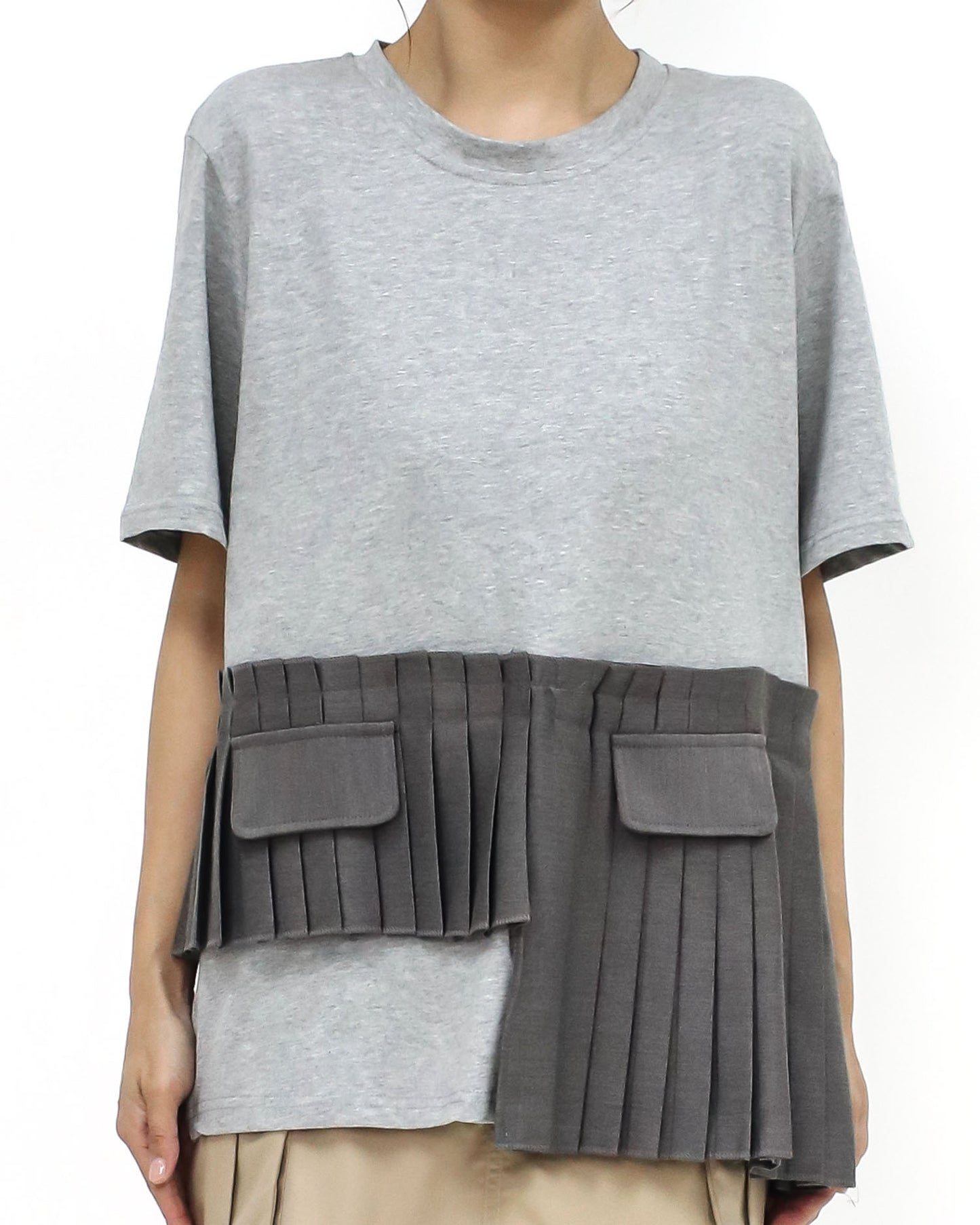 grey & pleats contrast tee *pre-order*