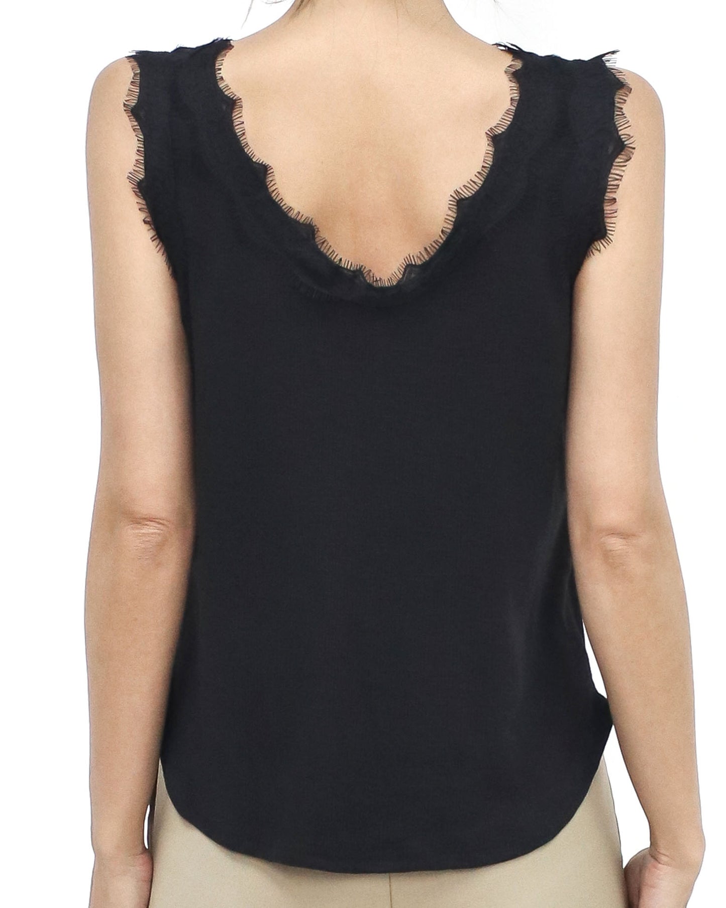 black ottoman lace trim vest *pre-order*