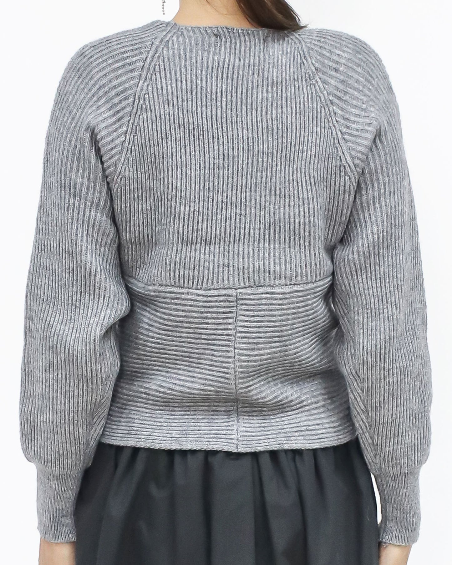 grey wrap front knitted cropped top