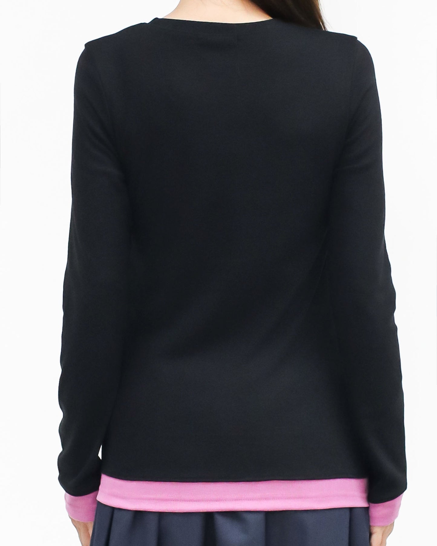 black & pink contrast basic top *pre-order*