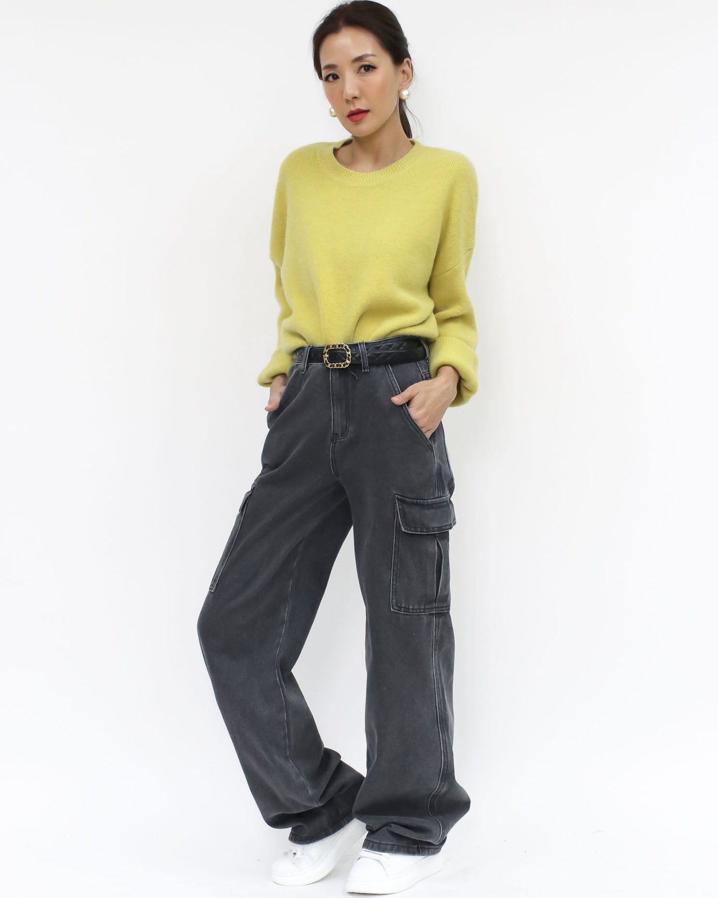 yellow basic knitted top