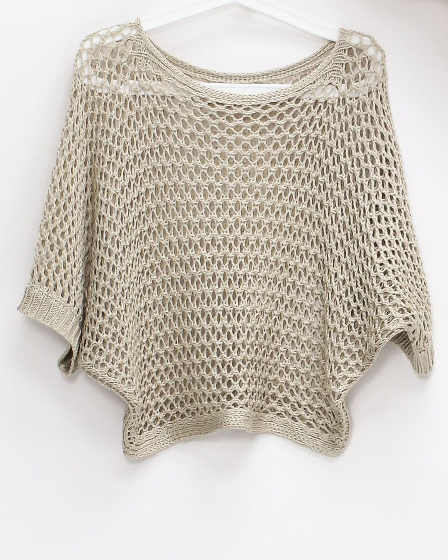 beige cage fine knitted batwing top