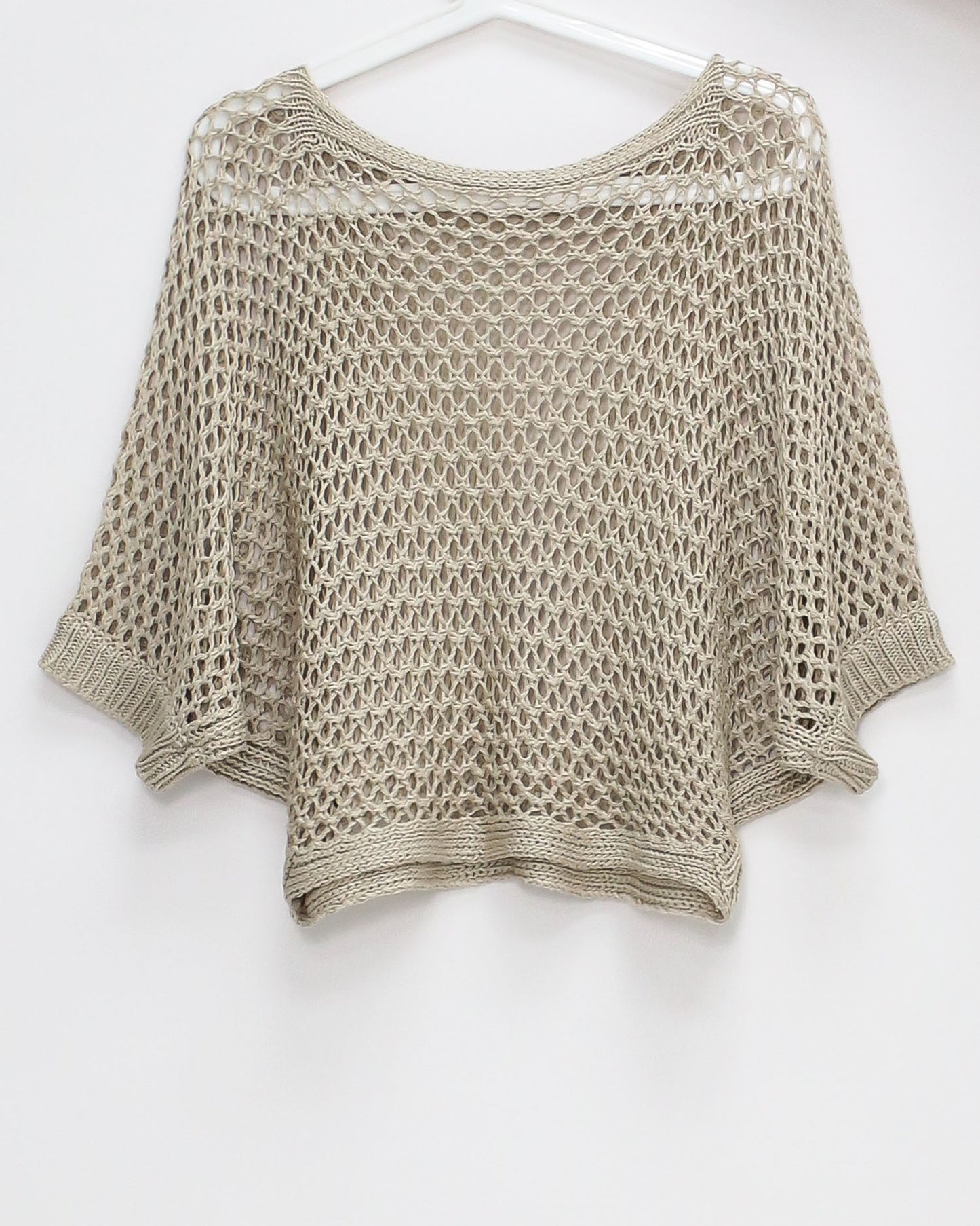 beige cage fine knitted batwing top