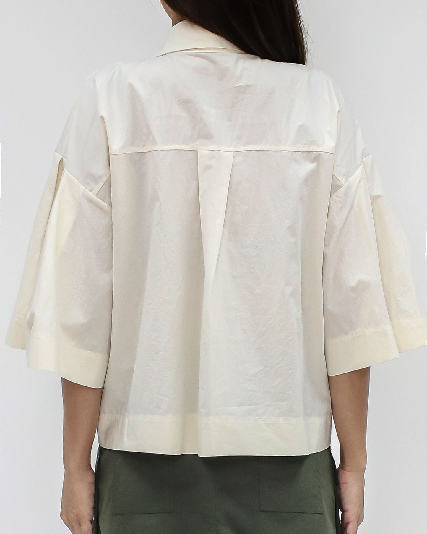 beige flare sleeves shirt